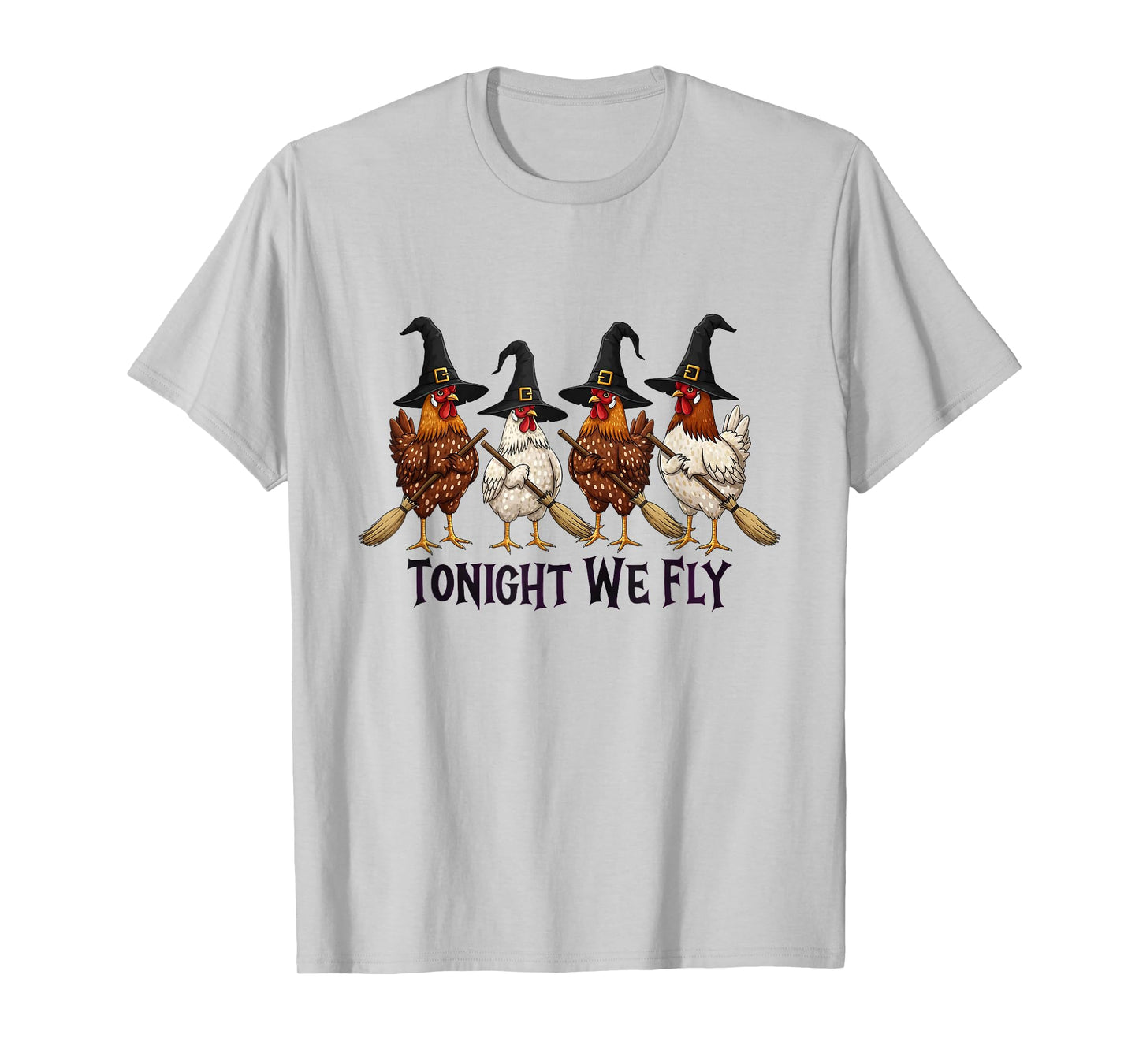 Tonight We Fly Halloween Chicken Witch Broom Salem Witch T-Shirt