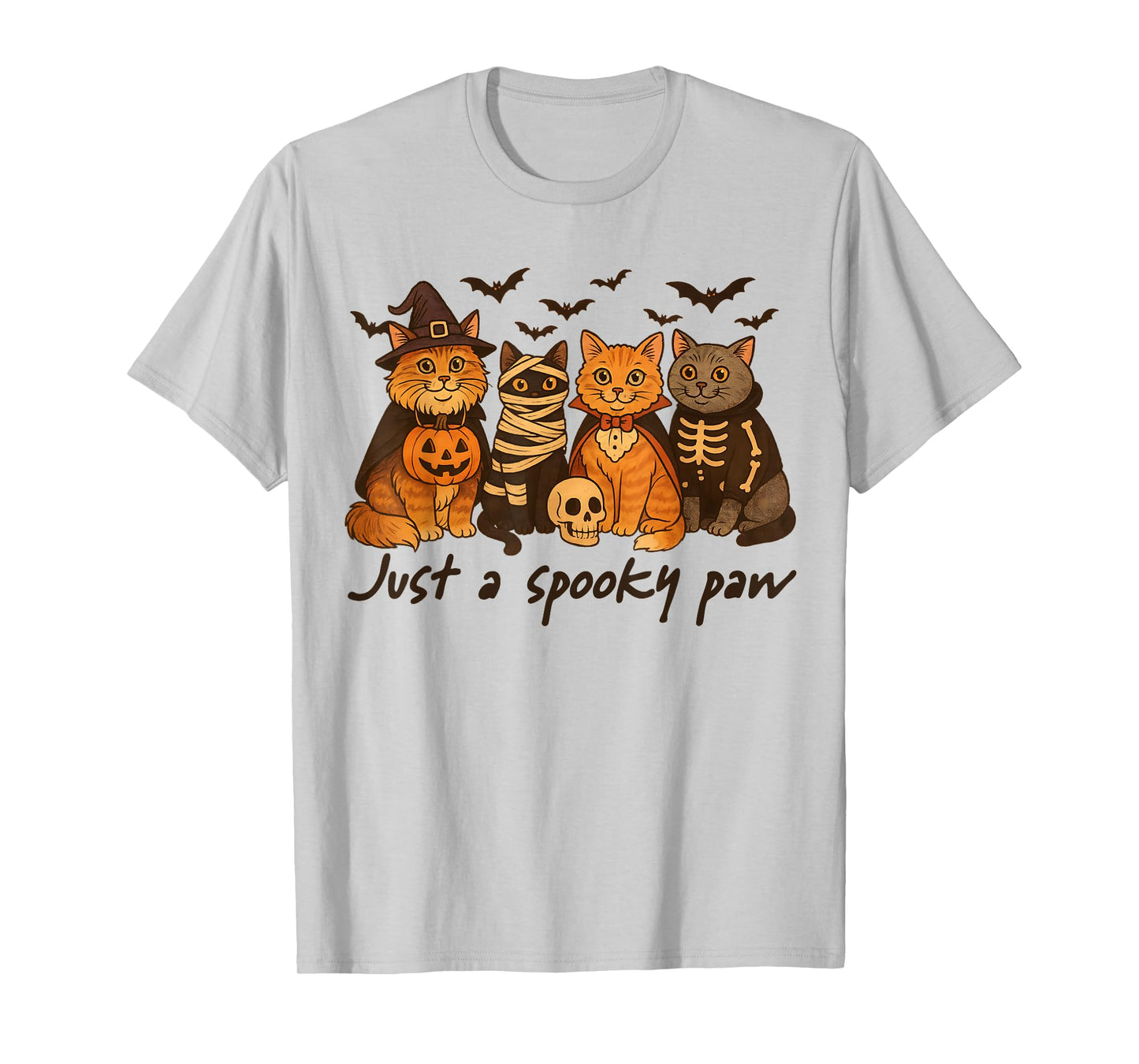 Just A Spooky Paw Cute Halloween Cats Funny Costume T-Shirt
