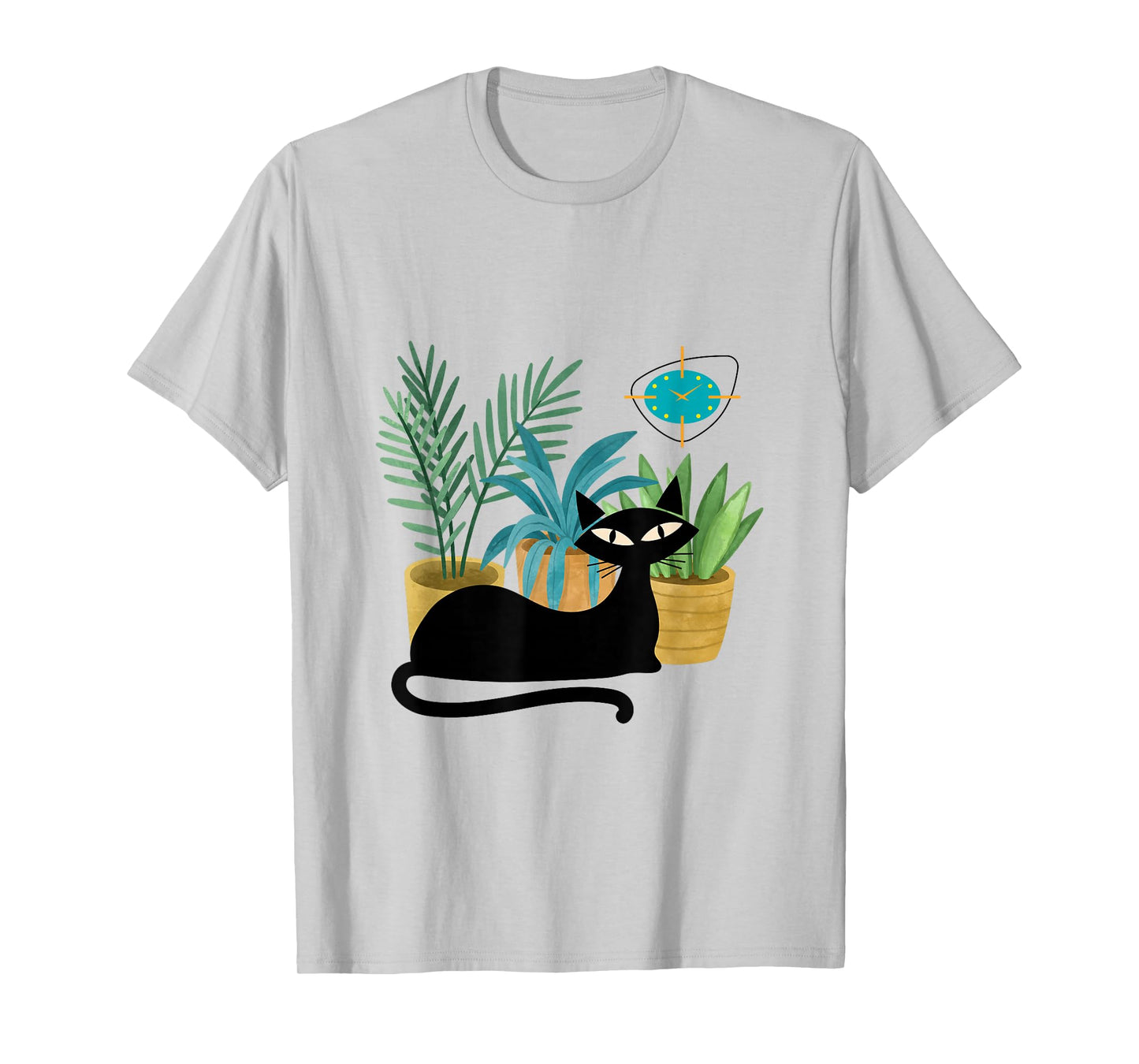 Cat Botanical Theme Midcentury Atomic Age Modern Mid Century T-Shirt