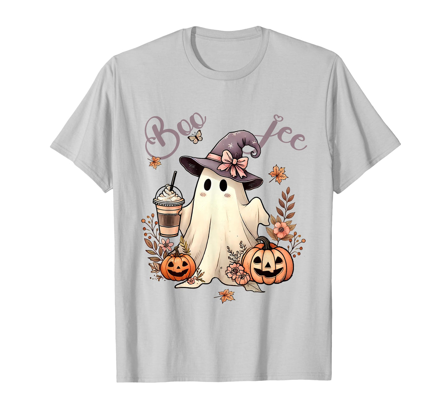 Boo Jee Ghost Ice Coffee Coquette Bow Halloween Women Girl T-Shirt