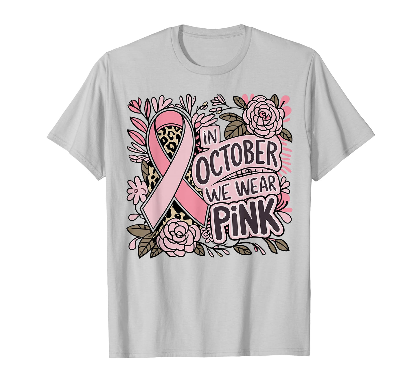 in October we Wear Pink Breast Cancer Women T-Shirt