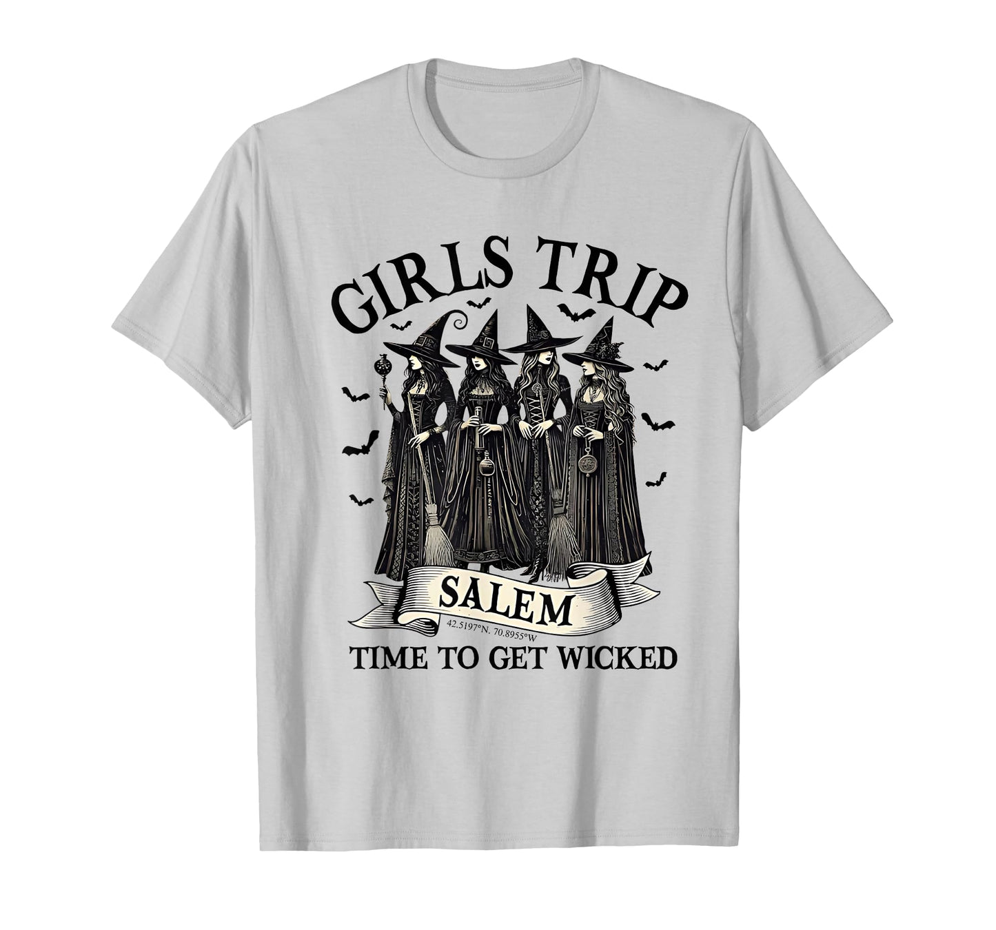 Retro Girls Trip Halloween Salem Witch Time to Get Wicked T-Shirt