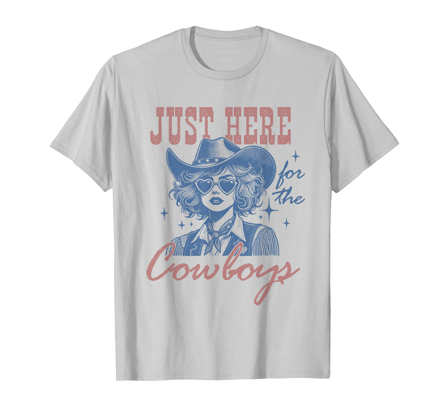 Retro Cowgirl Shirt Just Here for the Cowboys Western Rodeo T-Shirt