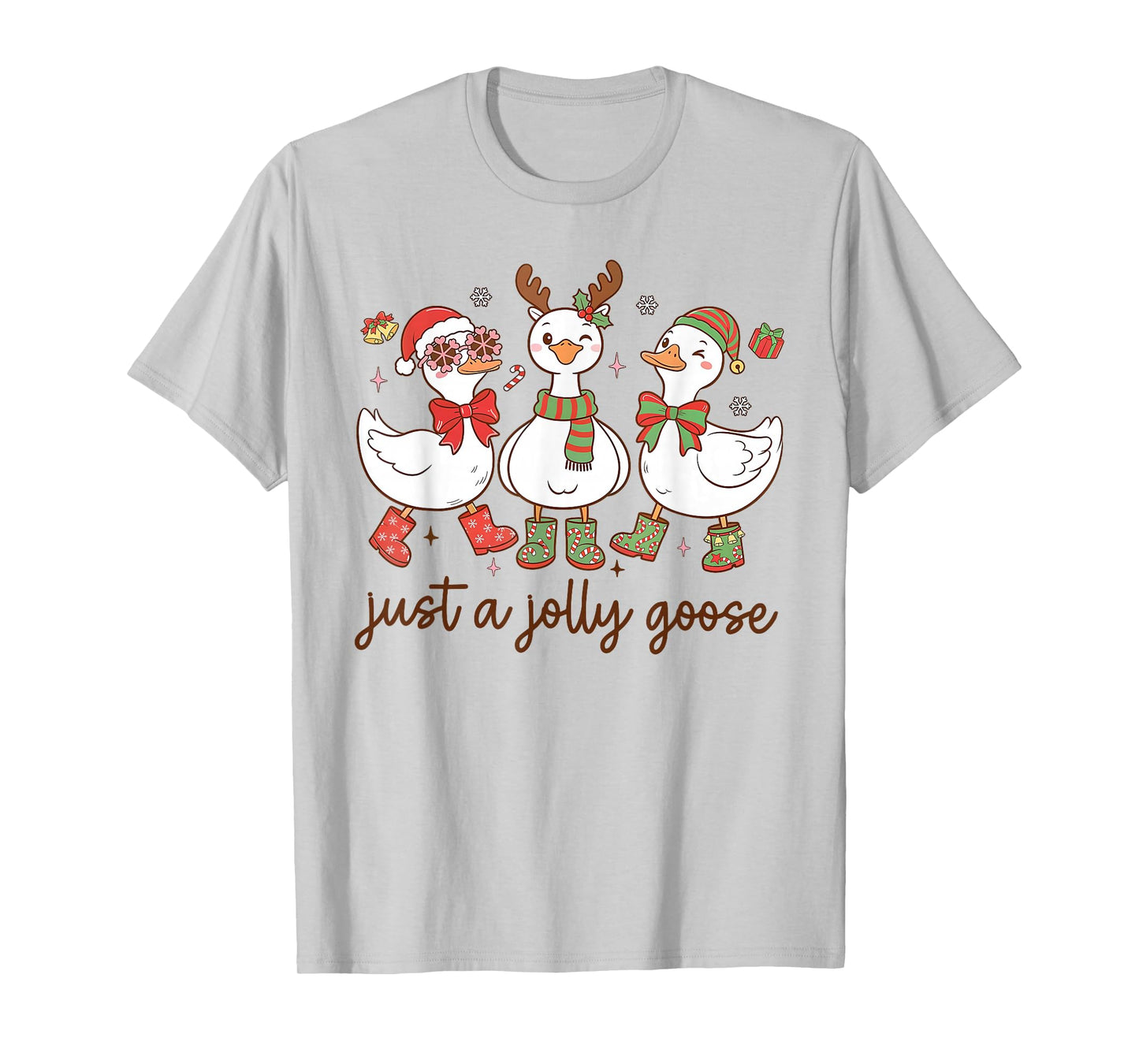 Santa Christmas Goose Just a Jolly Goose Kids Boys Girls T-Shirt