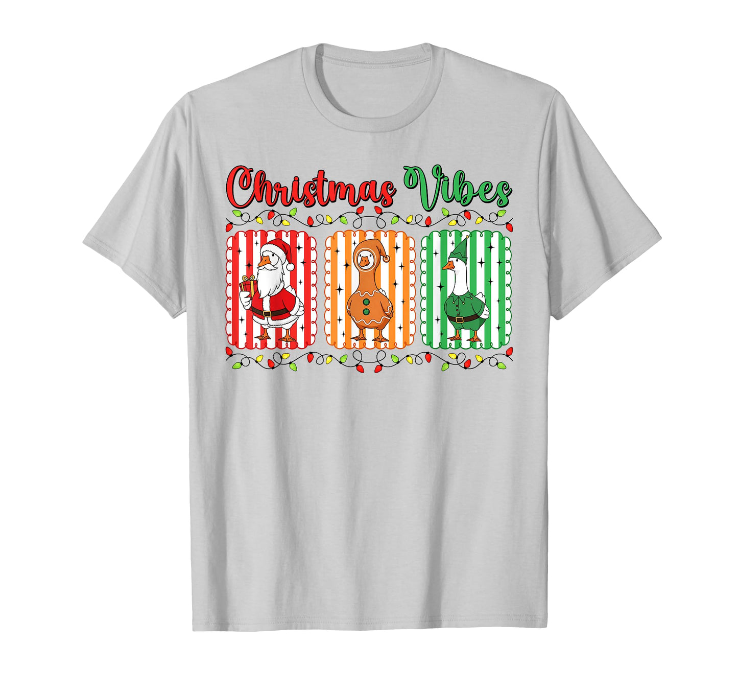 Funny Christmas Vibes Goose Santa Elf Xmas Festive Holiday T-Shirt