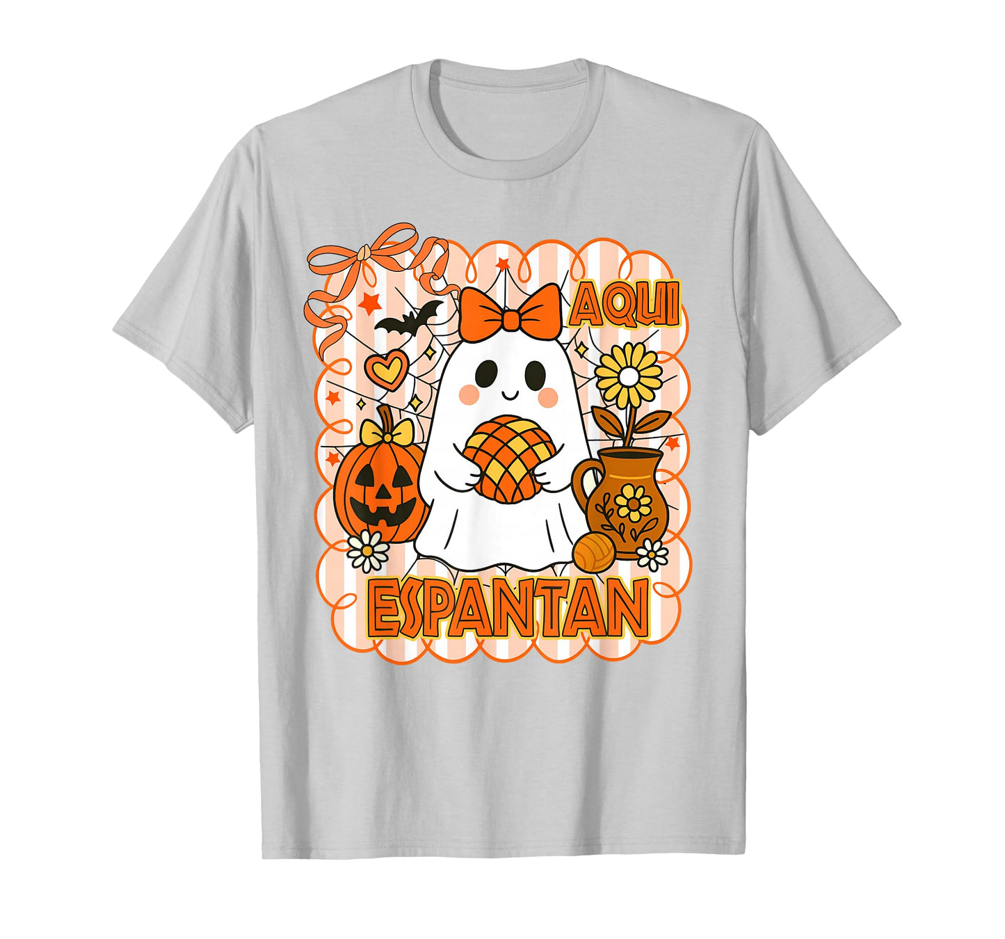 Spanish Latina Halloween Vibes Spooky Season Aqui Espantan T-Shirt