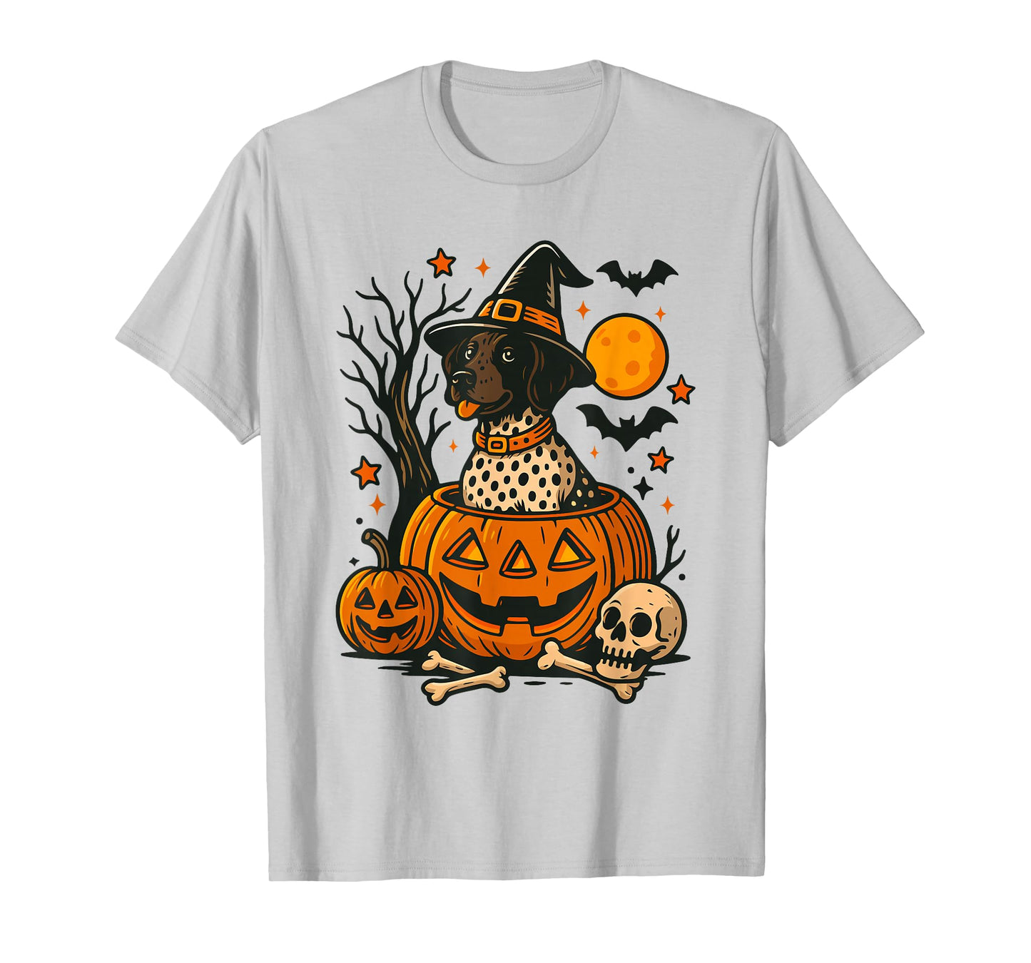 Halloween Shorthaired Pointer Spooky Vibes Witch Dog Lover T-Shirt