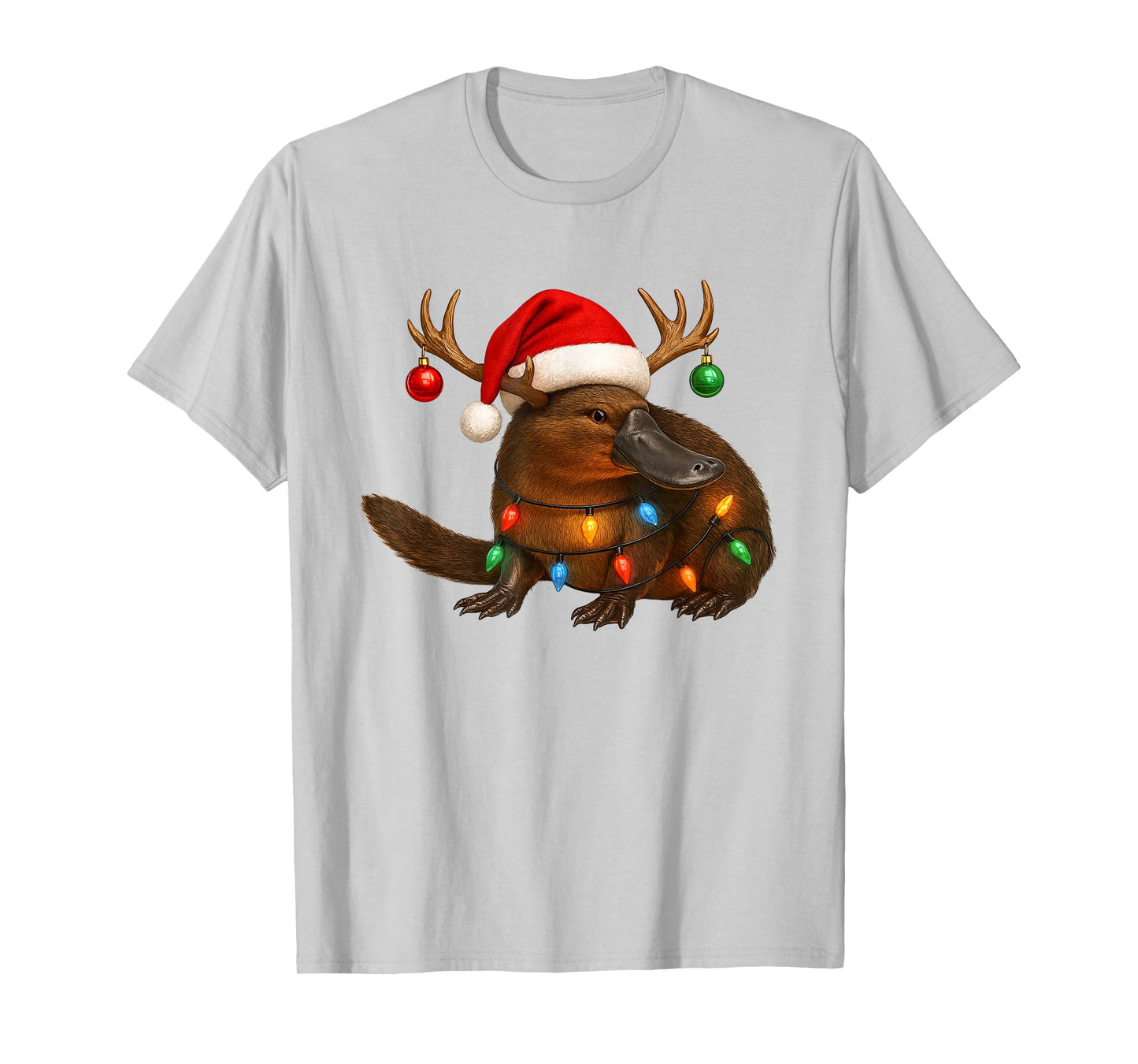 Platypus Animal Christmas Santa Hat Lover T-Shirt