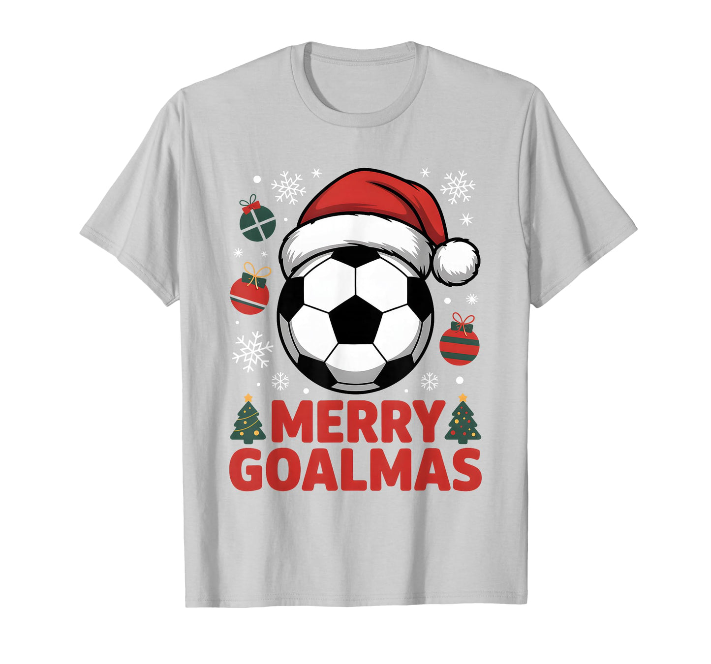 Merry Goalmas Christmas Santa Soccer Ball Graphic Kids Boys T-Shirt