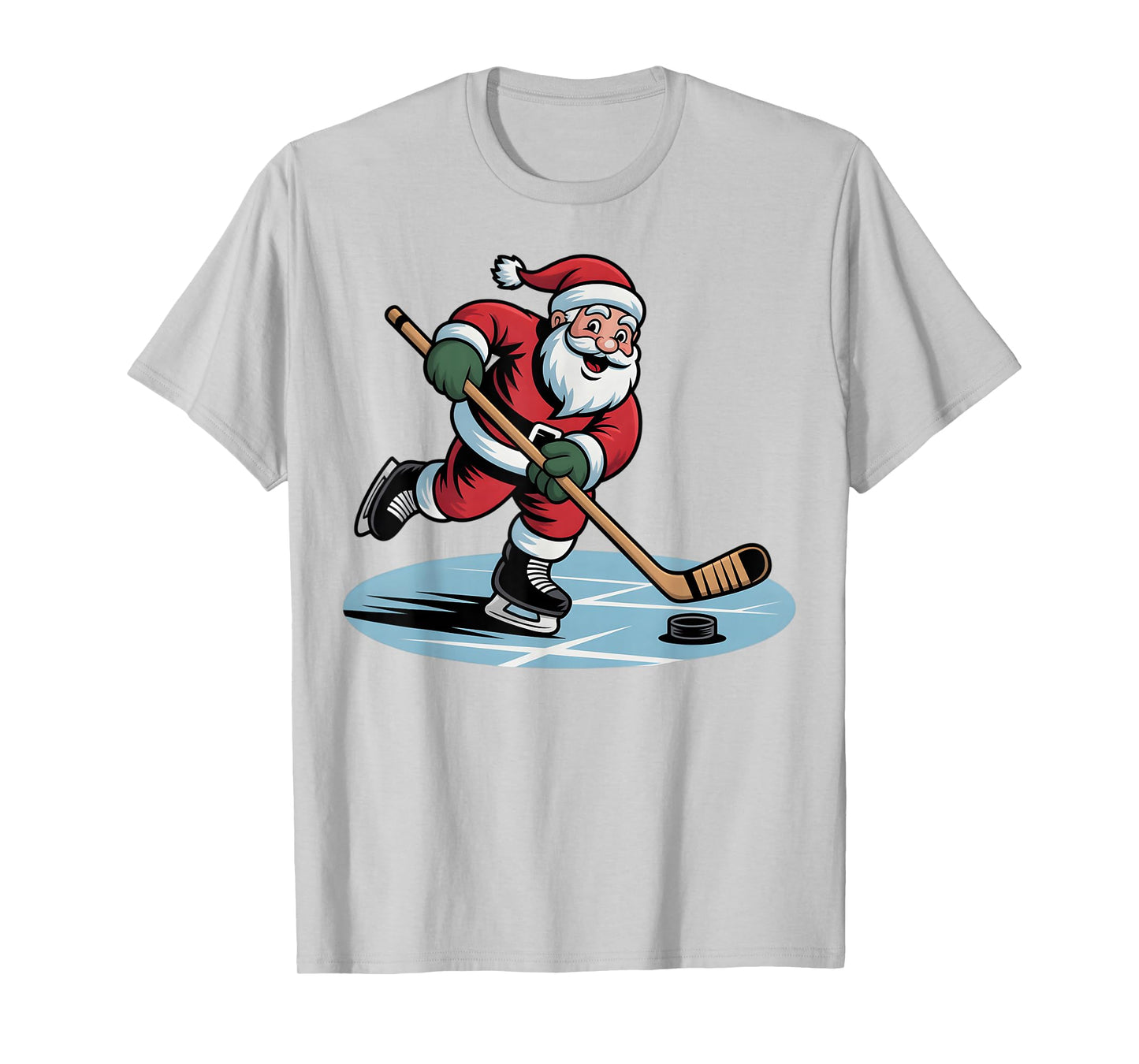 Christmas Ice Hockey Player Santa Funny Xmas Boys Kids T-Shirt