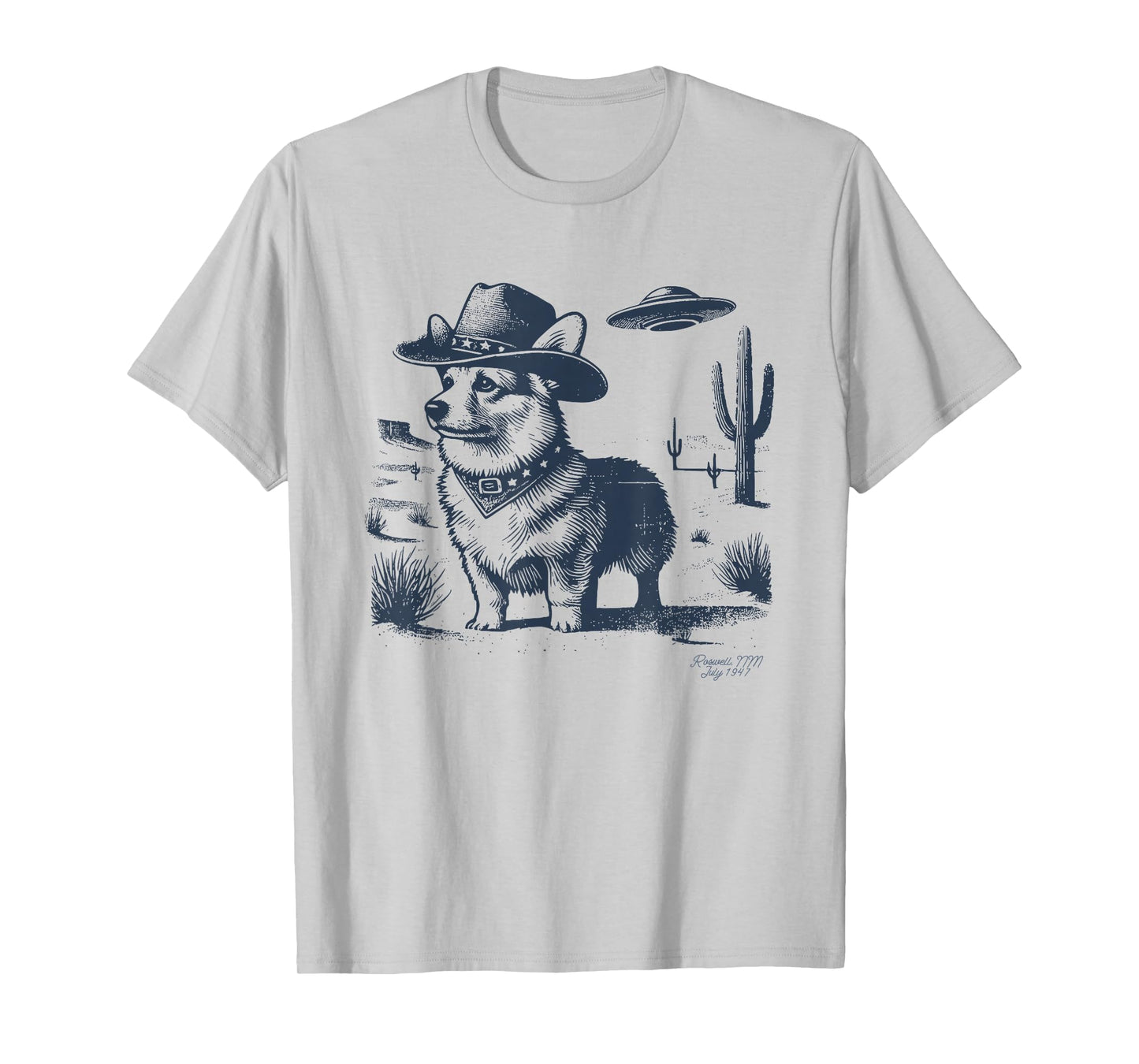 Corgi Cowboy, UFO Corgi Cowboy Hat, Corgi Mom, Corgi Dad T-Shirt