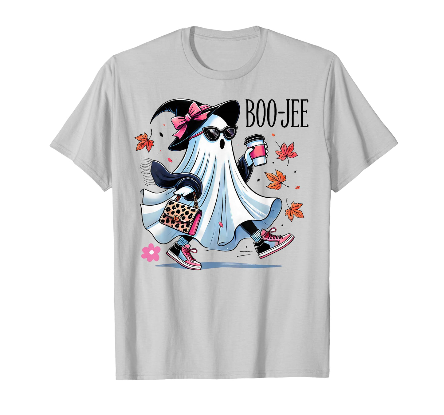 Coquette Leopard Ghost Boo-JEE Boujee Funny Ghost Halloween T-Shirt