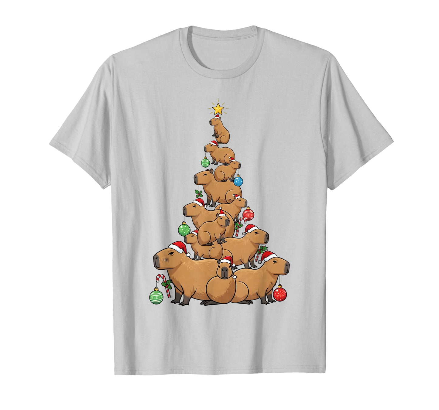 Cute Capybara Lovers Christmas Tree Santa Xmas Boys Kids Men T-Shirt