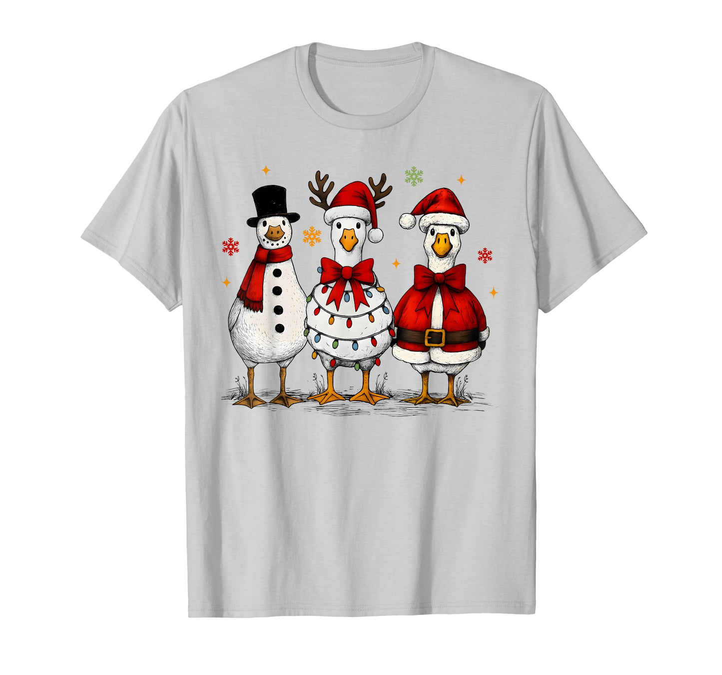 Funny Christmas Goose Santa Reindeer Snowman Men Women Kids T-Shirt