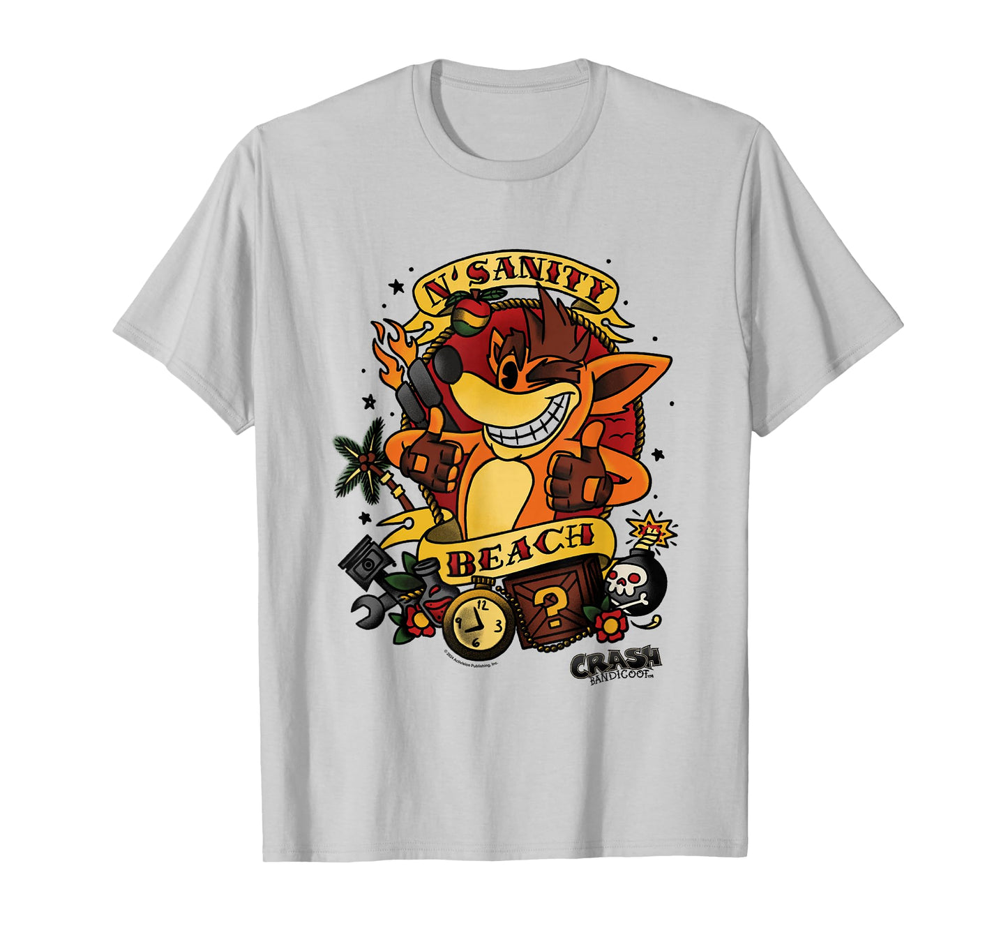 Crash Bandicoot N'Sanity Beach Vintage Tattoo Style T-Shirt
