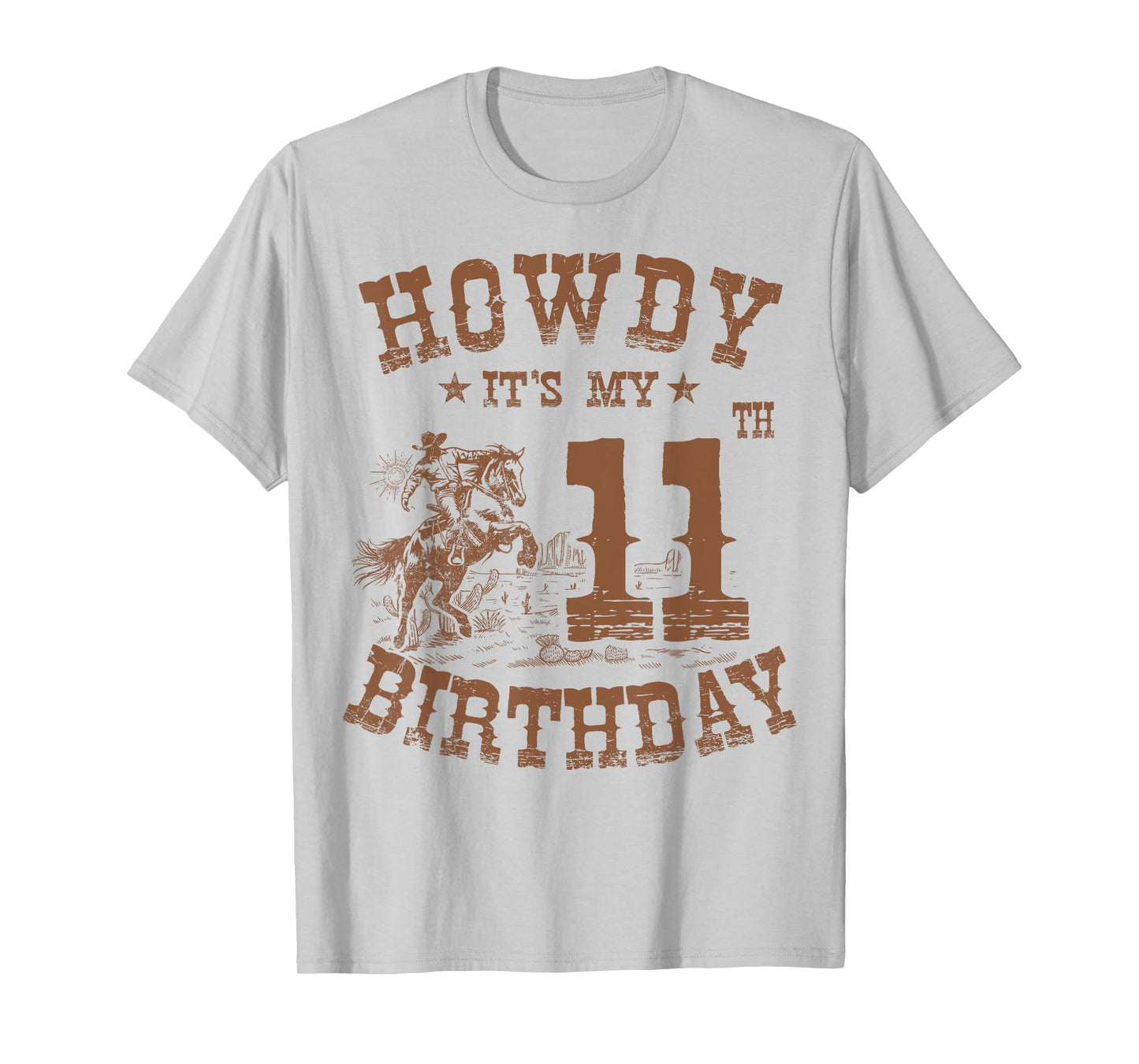 Howdy It's My 11th Birthday Western Cowboy 11 Years Old Bday T-Shirt