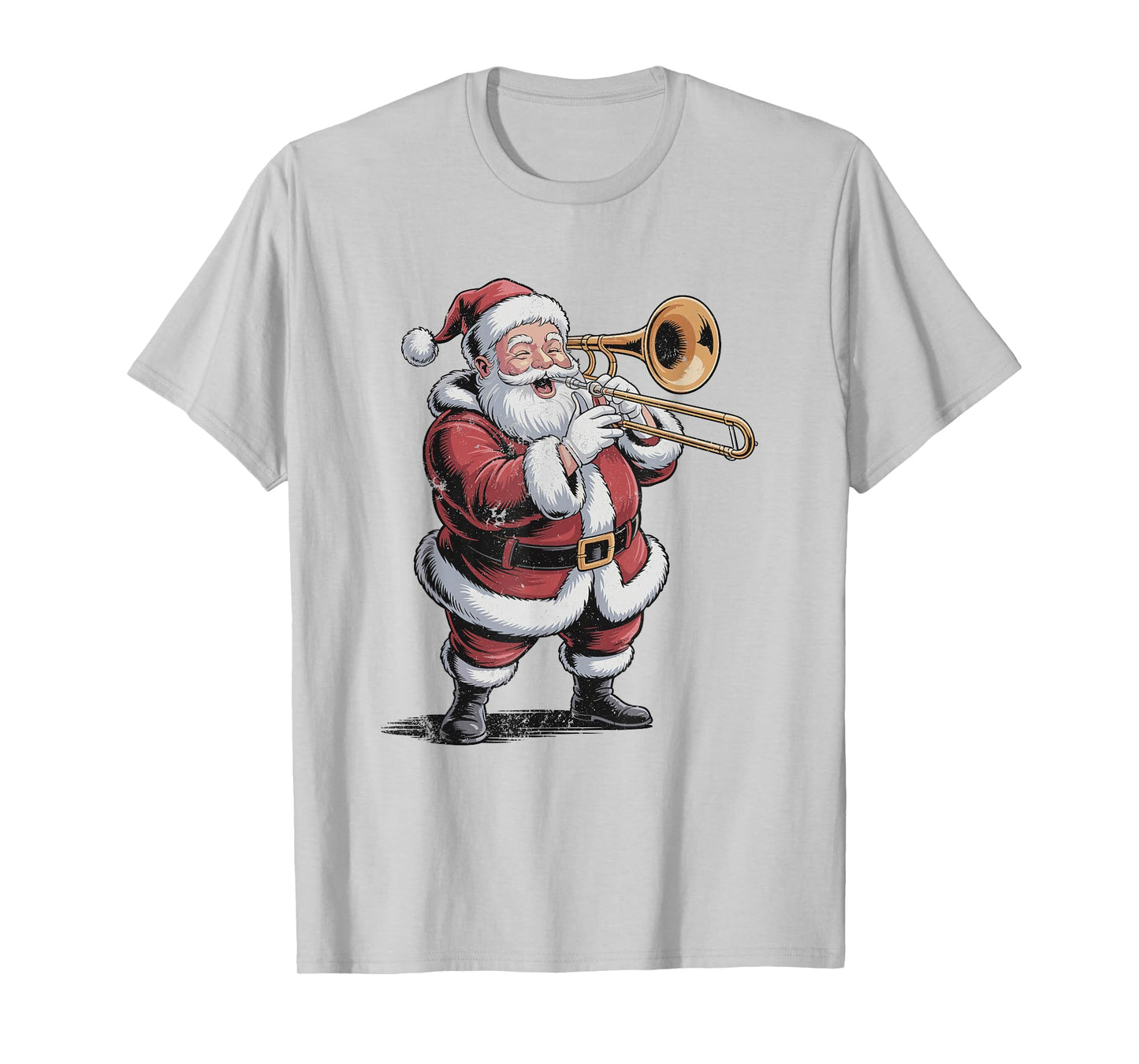Vintage Santa Playing Trombone Retro 90s Chrismas Holiday T-Shirt
