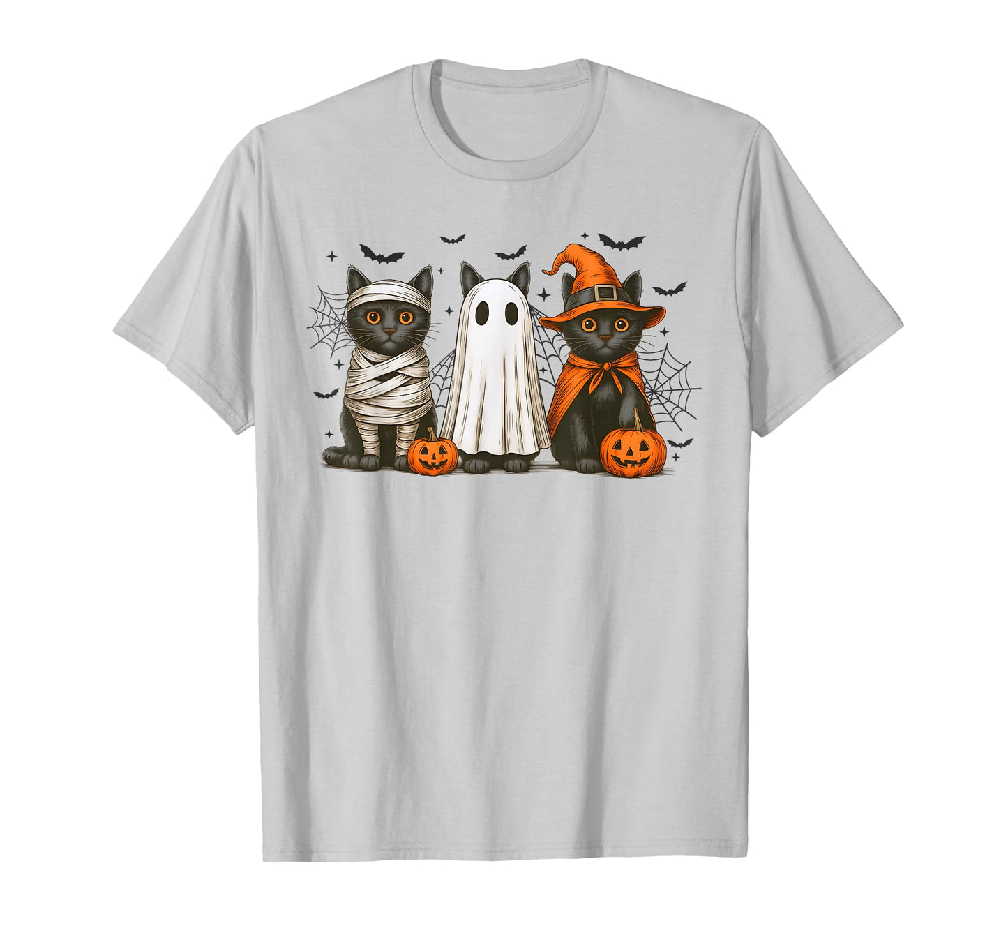 Funny Black Cat Ghost Witch Mummy Halloween Men Women Kids T-Shirt