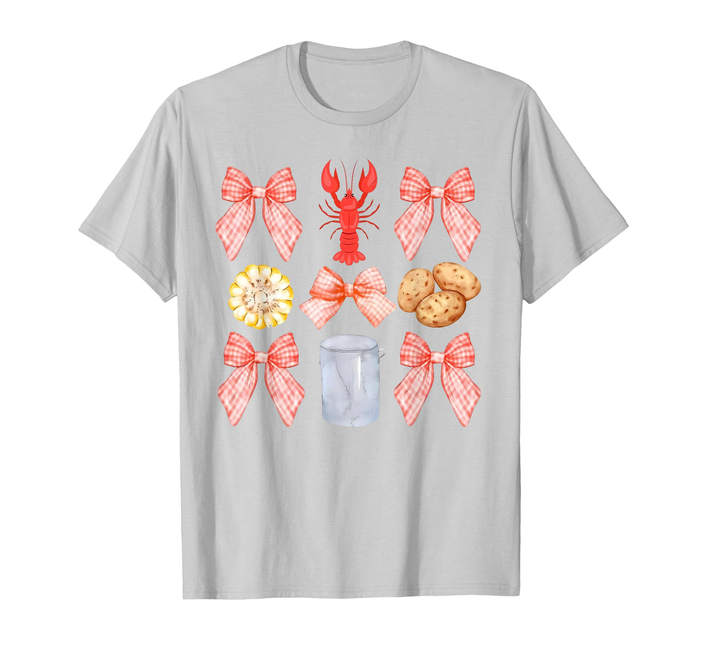 Pink Bow Cute Coquette Crawfish Boil Y2K Girl Aesthetic T-Shirt