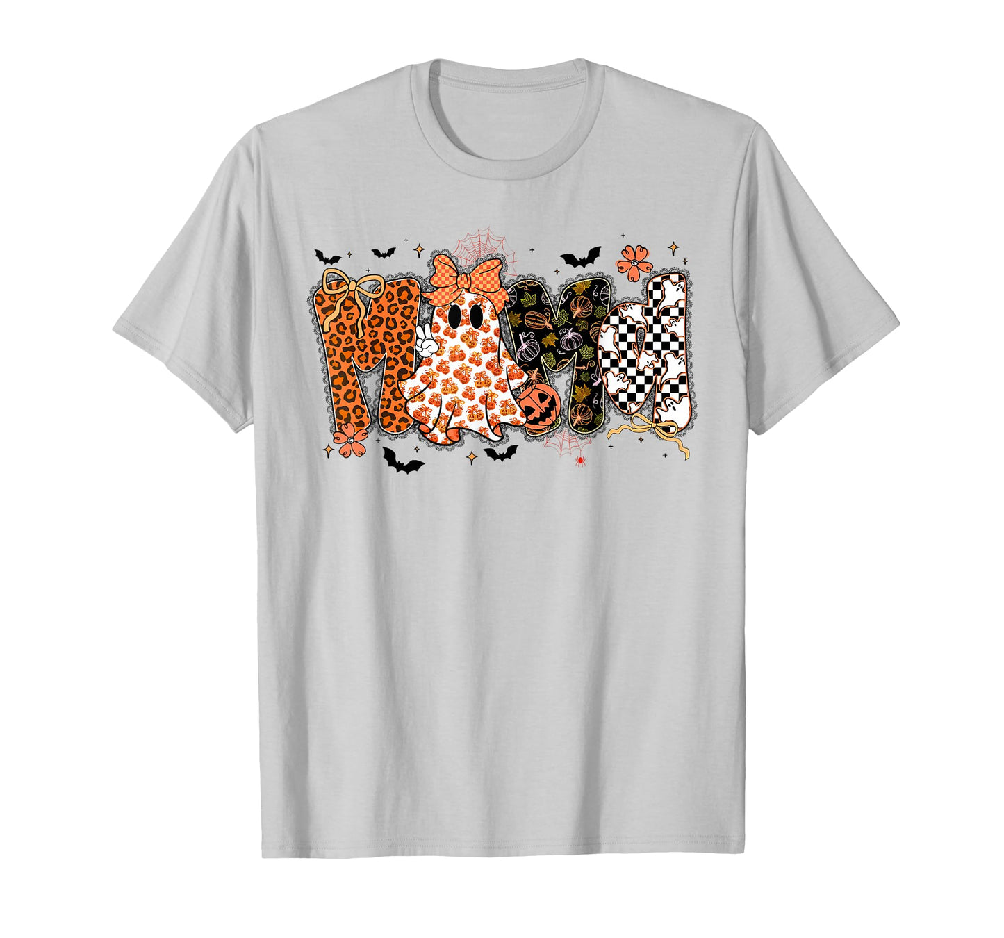 Preppy Ghost Halloween Mama Fall Lace Mom Mother Women T-Shirt
