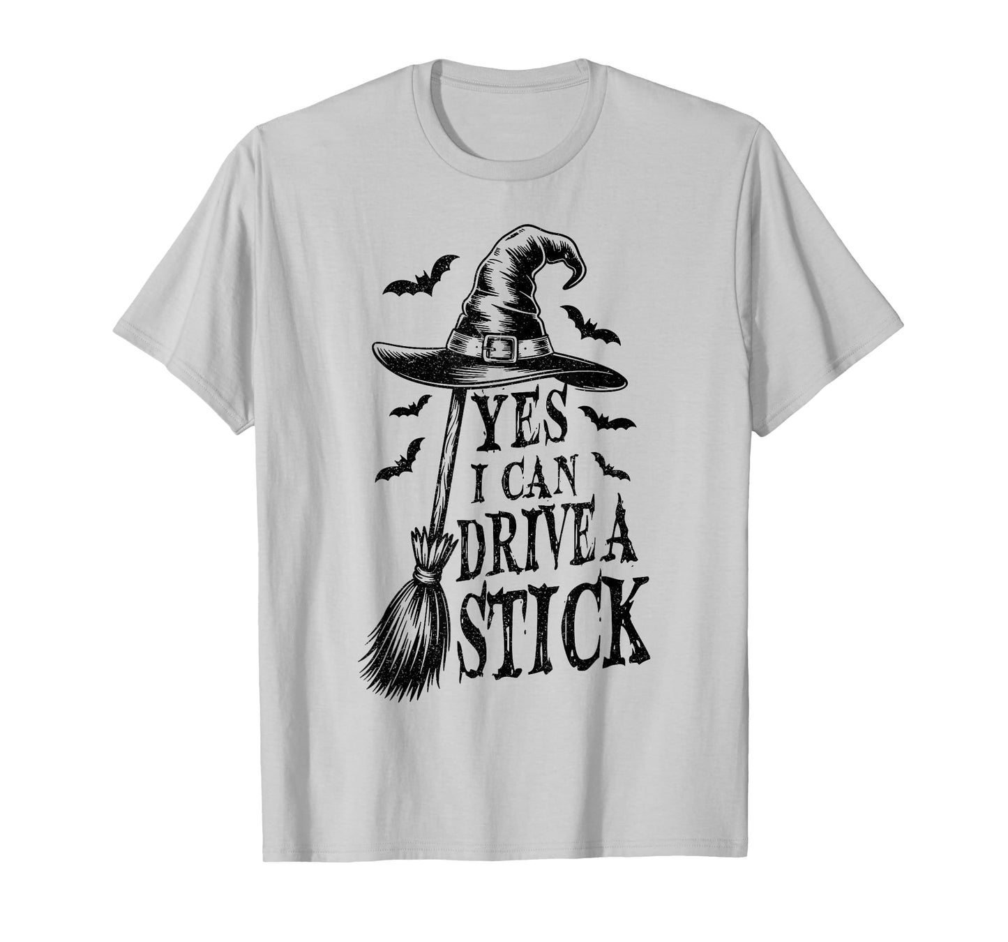 Yes I Can Drive A Stick Funny Halloween Spooky Witch T-Shirt