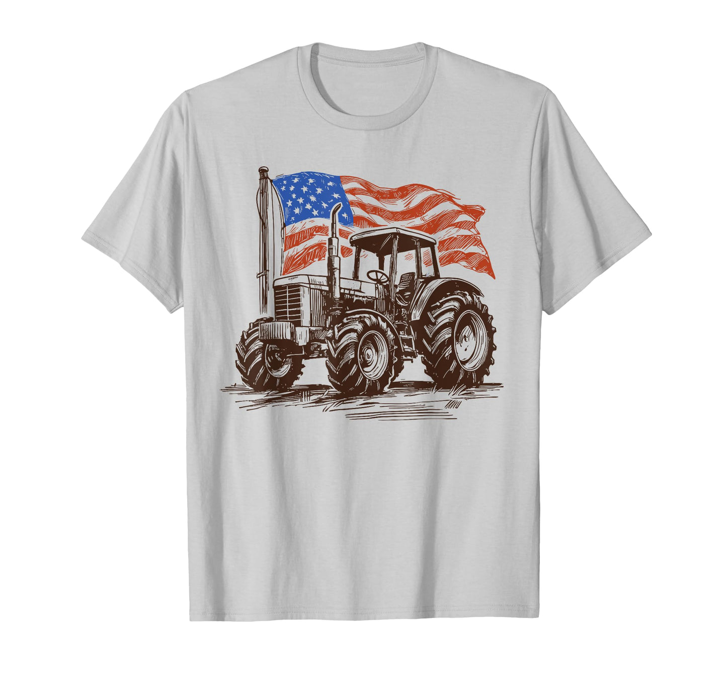 Farm Tractor Proud Farmer Patriotic American Flag Tractor T-Shirt