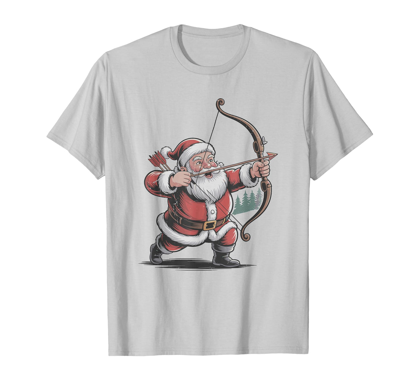 Santa Playing Archery Retro Vintage Christmas Holiday Sports T-Shirt