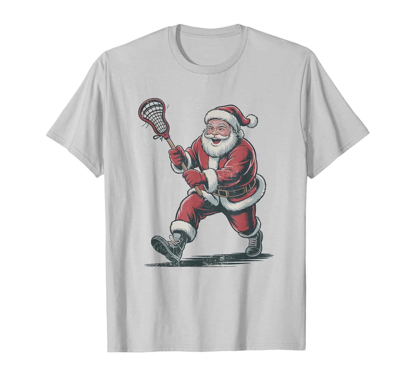 Santa Playing Lacrosse Christmas Retro Vintage 90s Holiday T-Shirt