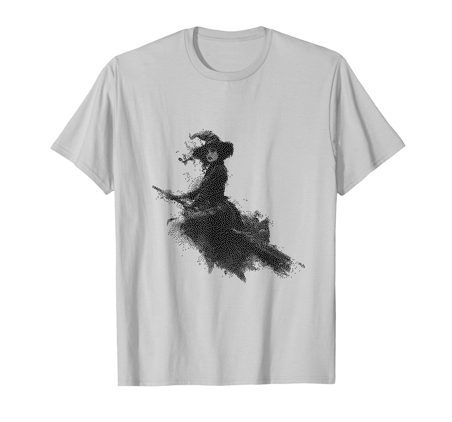 Spooky Witch Riding Broom Halloween Art T-Shirt