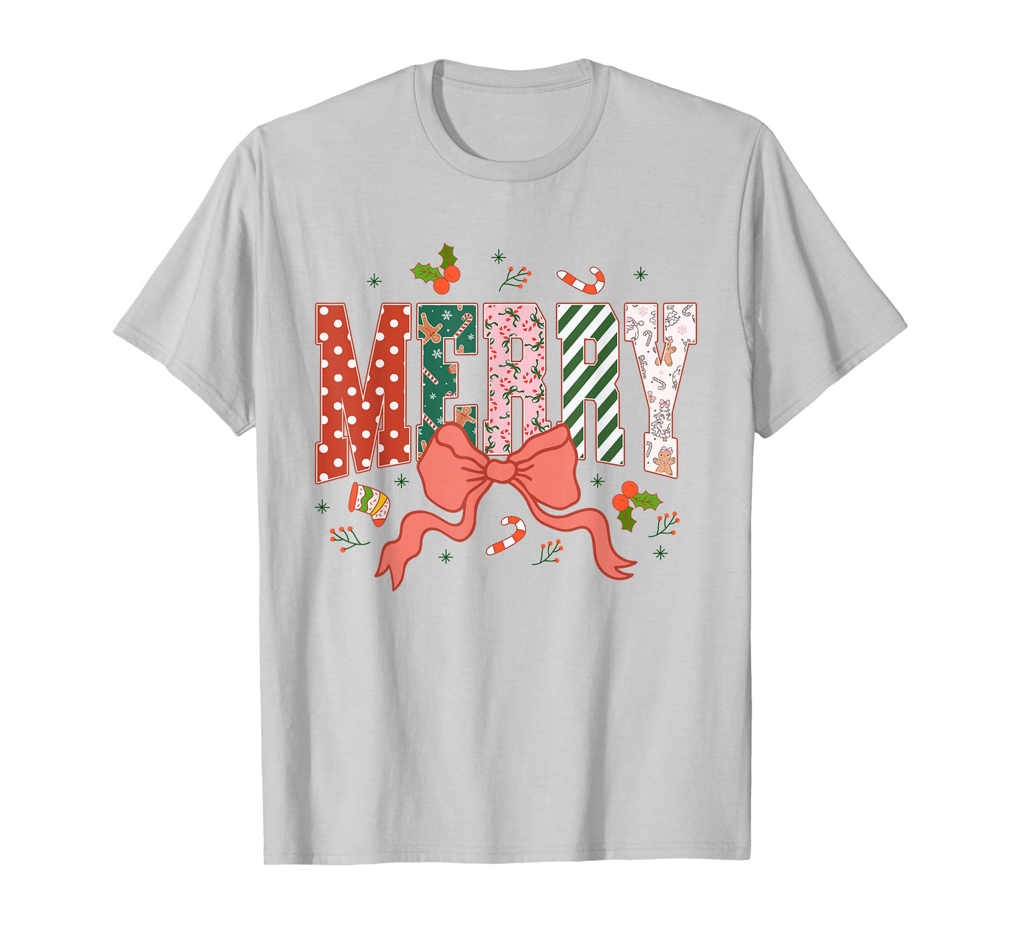 Coquette Merry Christmas Xmas Merry and Bright Family Womens T-Shirt