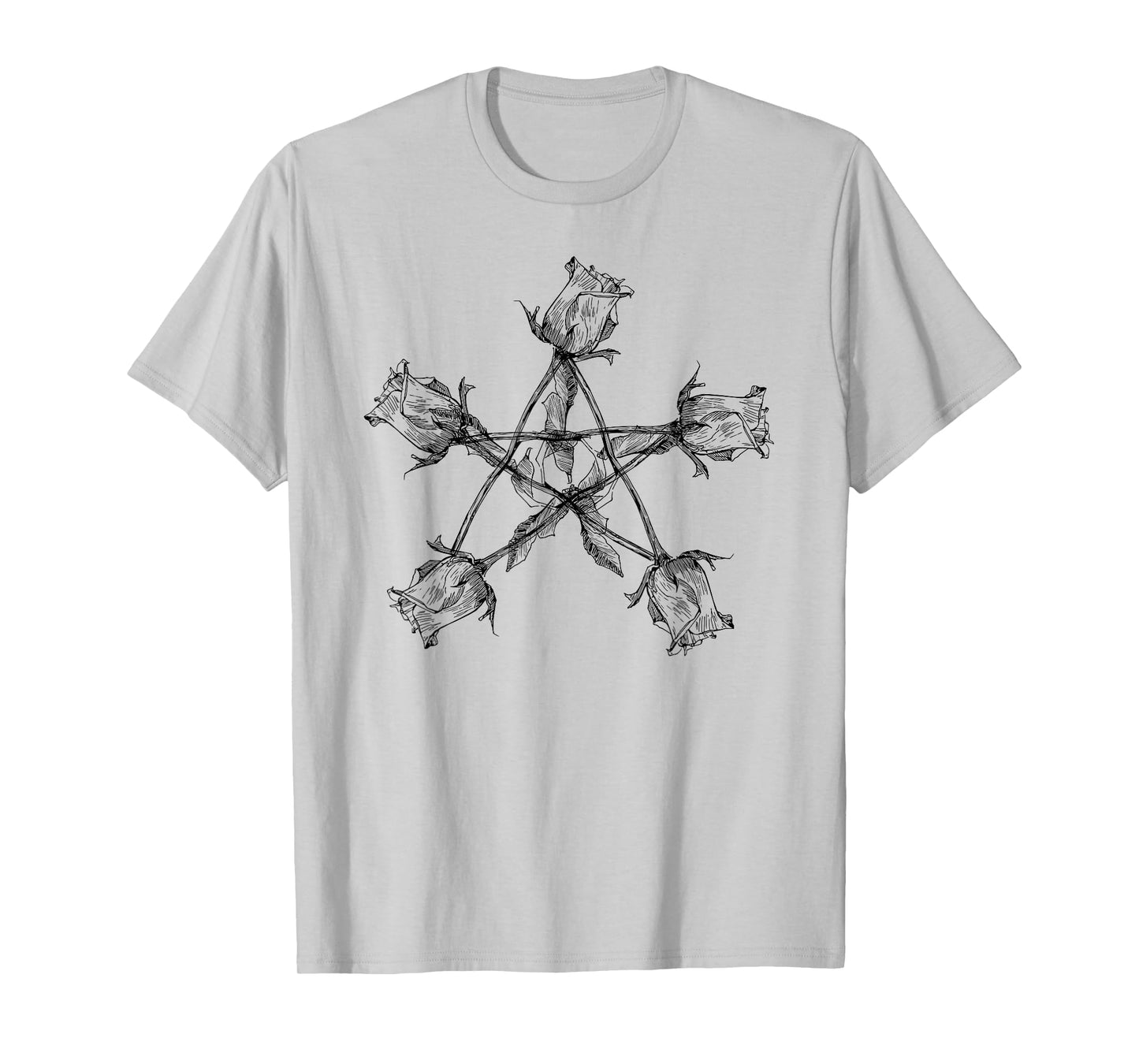 Pentagram 5 Elements Gothic Occult Wicca Roses Pentagram T-Shirt