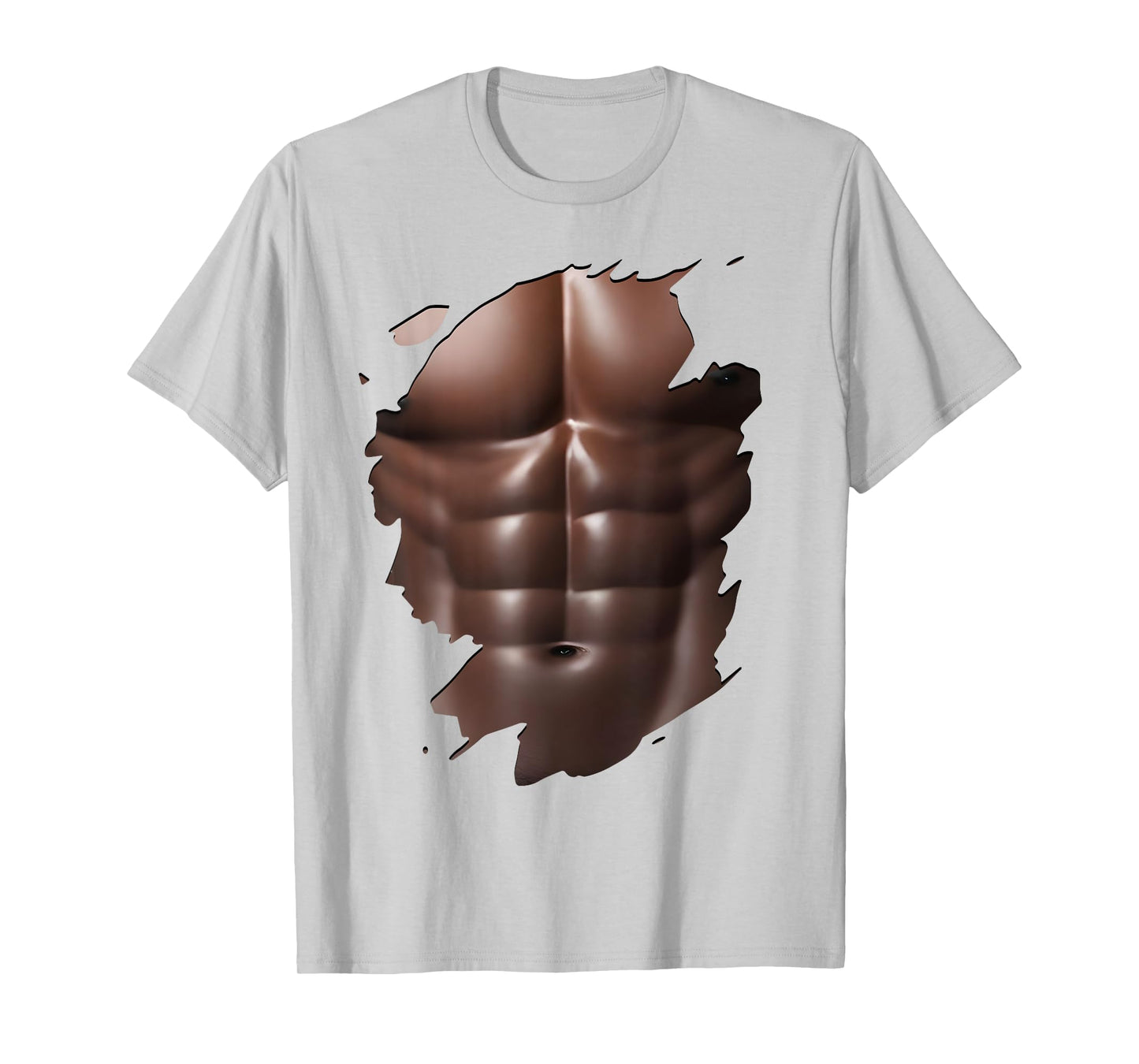 Funny Six Pack Abs Black Men's Body Print Graphic Tee T-Shirt