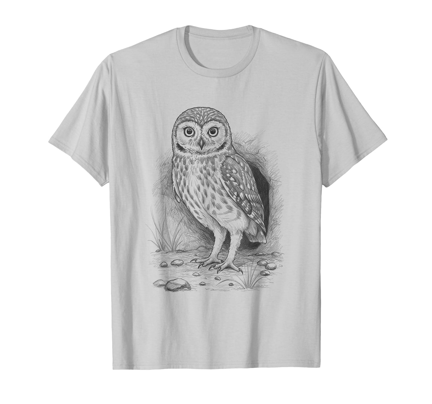 Vintage Burrowing Owl Hand Drawn Art Design T-Shirt