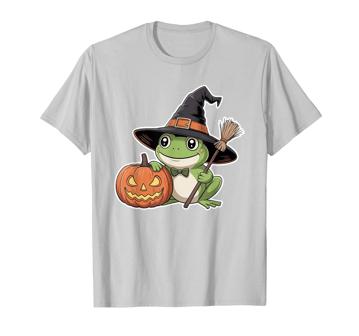 Cute Frog Witch Pumpkin Halloween Spooky Season Design T-Shirt