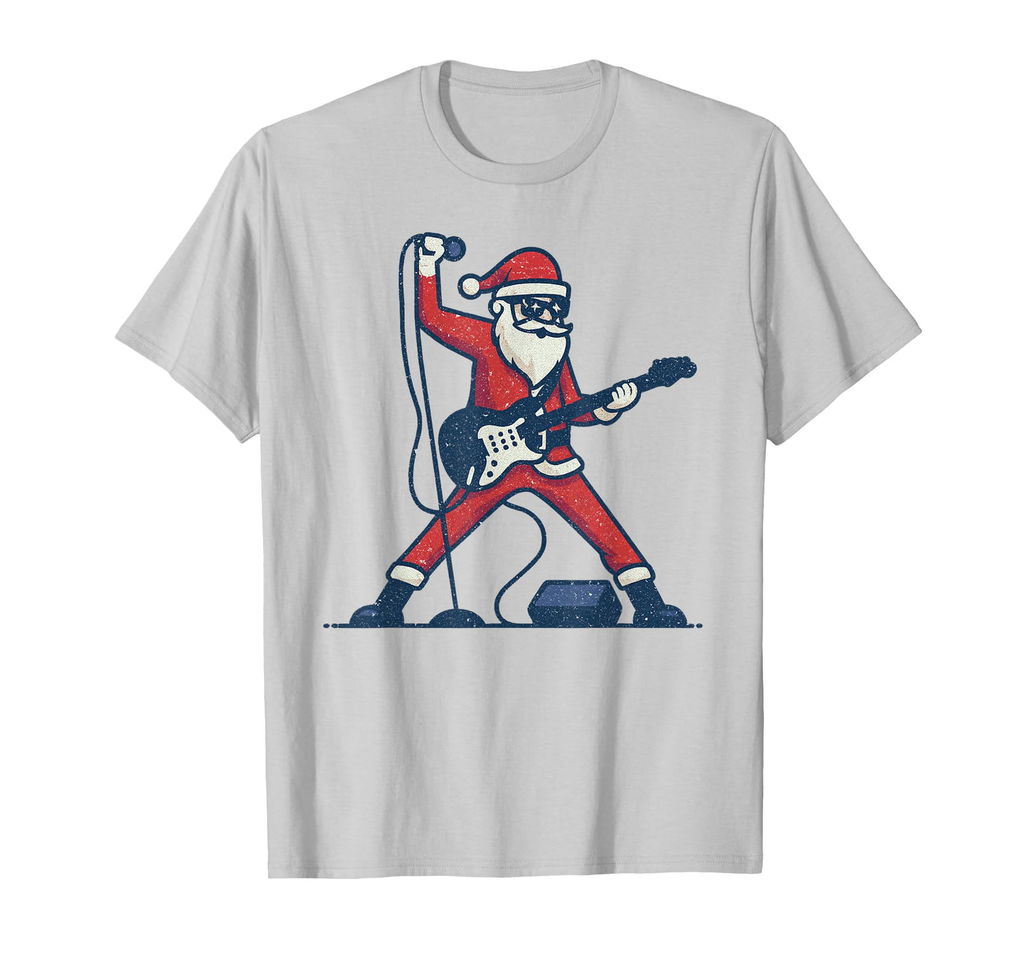 Santa Playing Rock Guitar Christmas Vintage Funny Xmas T-Shirt