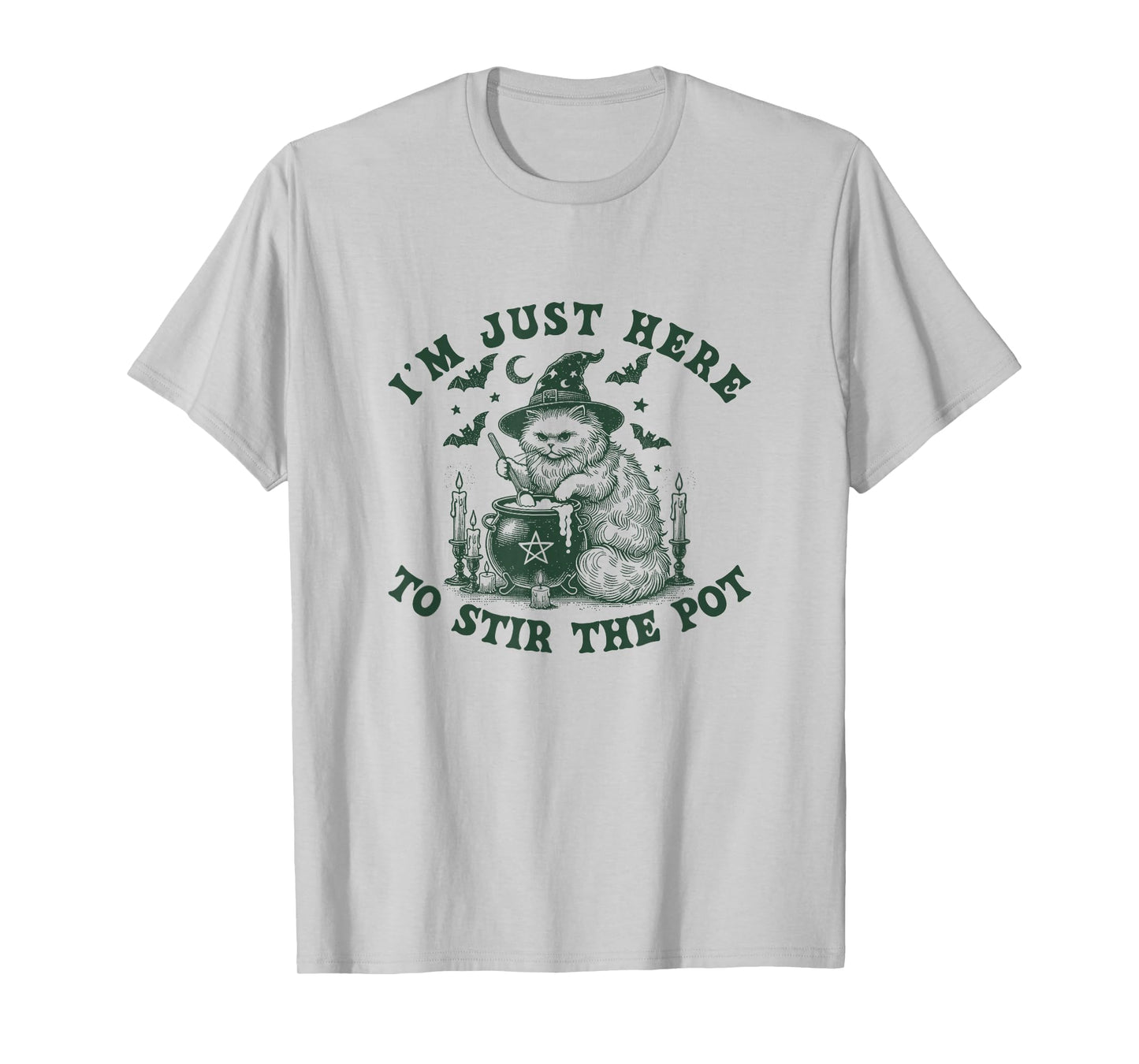 I’m Just Here to Stir The Pot Cat Witch Halloween T-Shirt