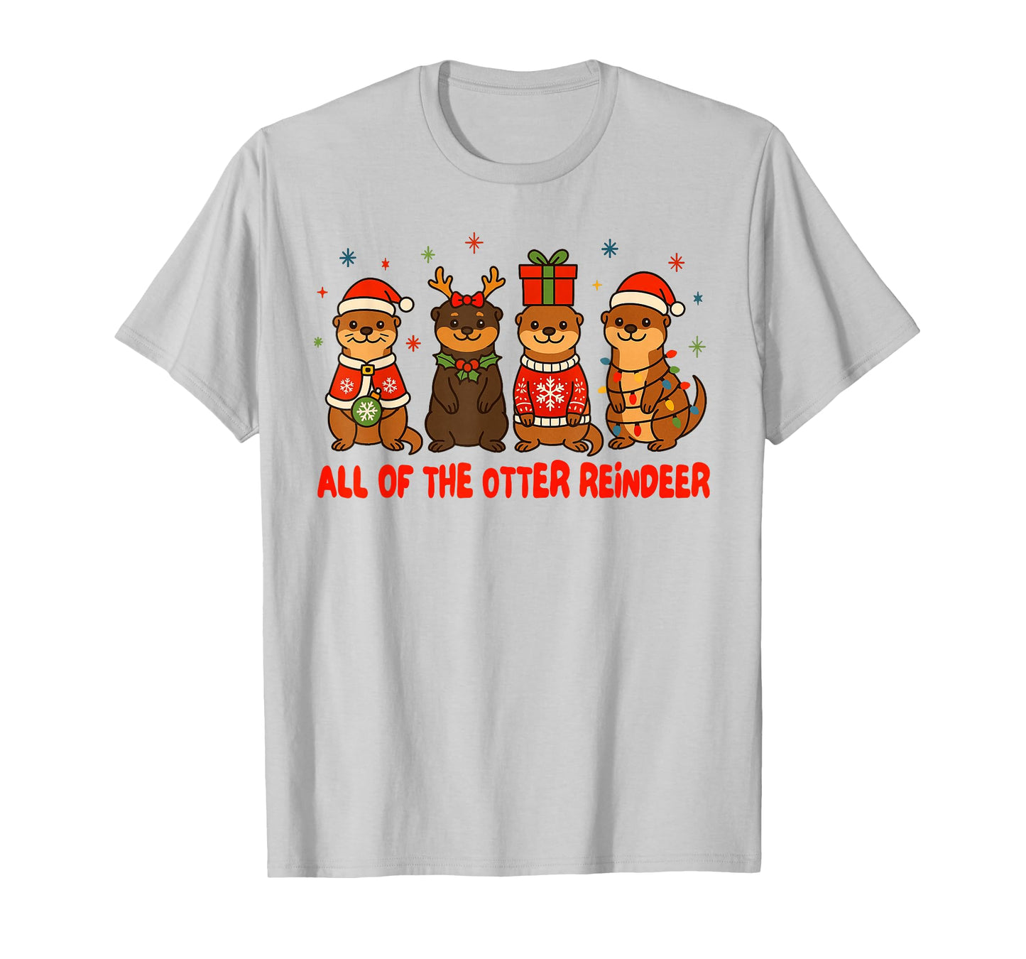 Christmas Xmas Vibes Otter Lover All of The Otter Reindeer T-Shirt