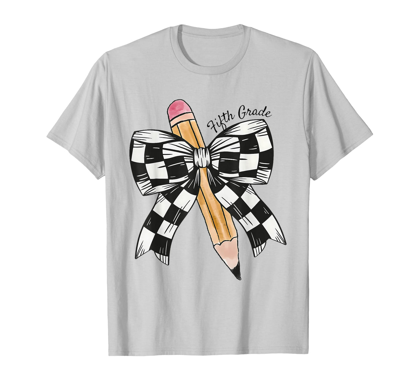 Back To School Hello Fifth Grade Teacher Coquette Pencil Bow T-Shirt