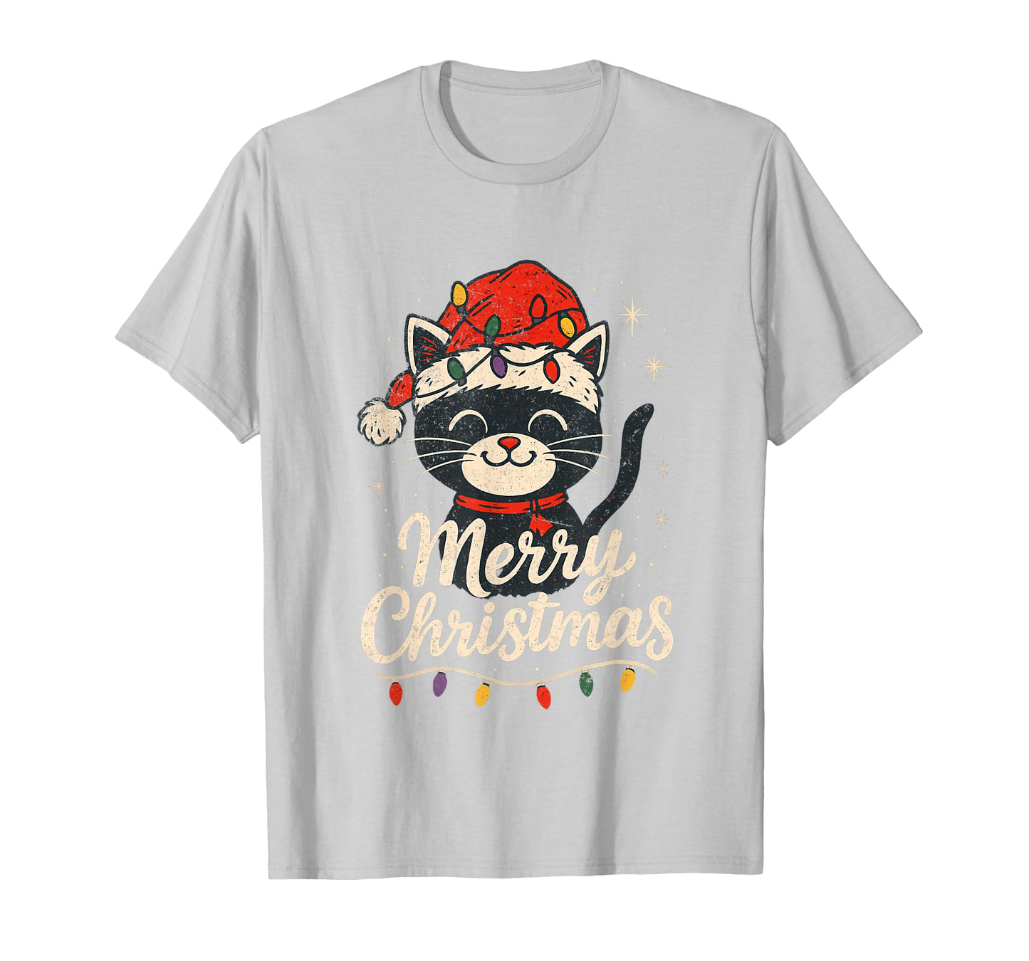 Merry Christmas Santa Retro Cat Lover T-Shirt