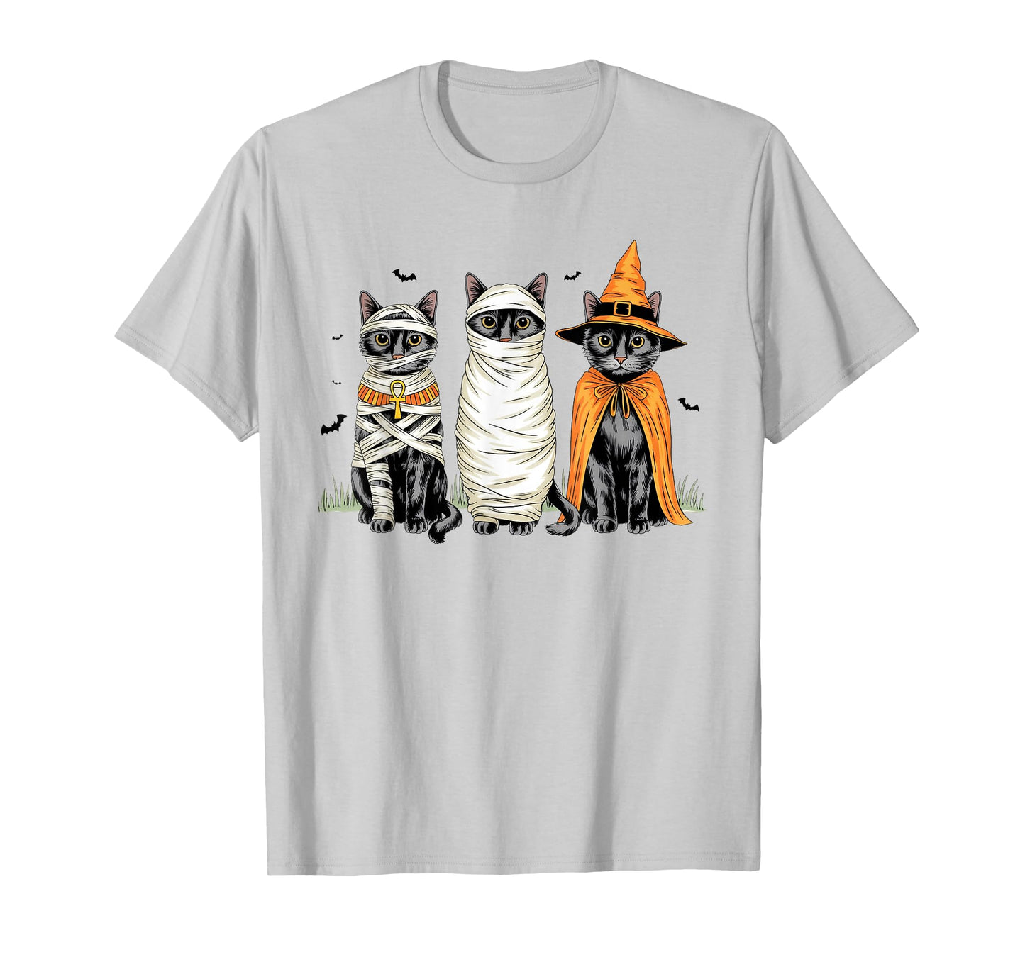 Retro Cat Witch Scary Halloween Pumpkin Women Men Kids T-Shirt