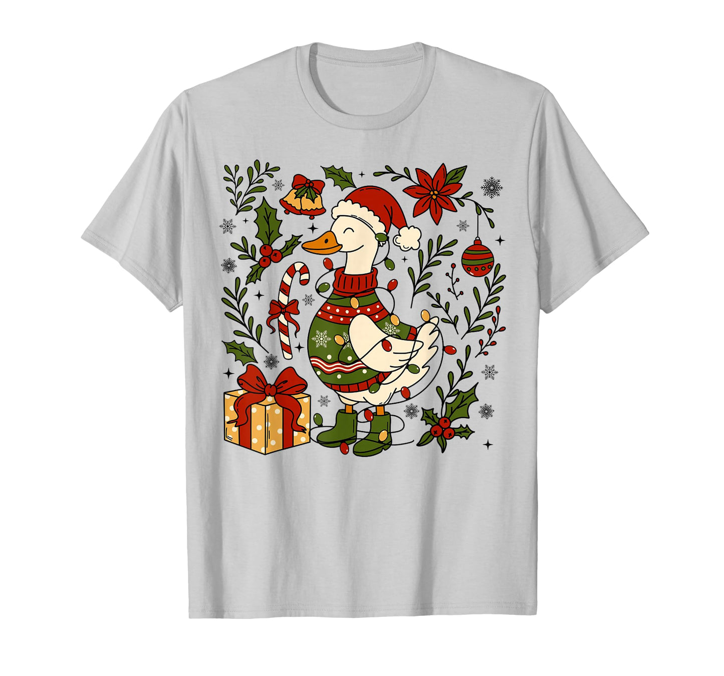 Retro Christmas Goose Funny Preppy Duck for Mens Womans Kids T-Shirt