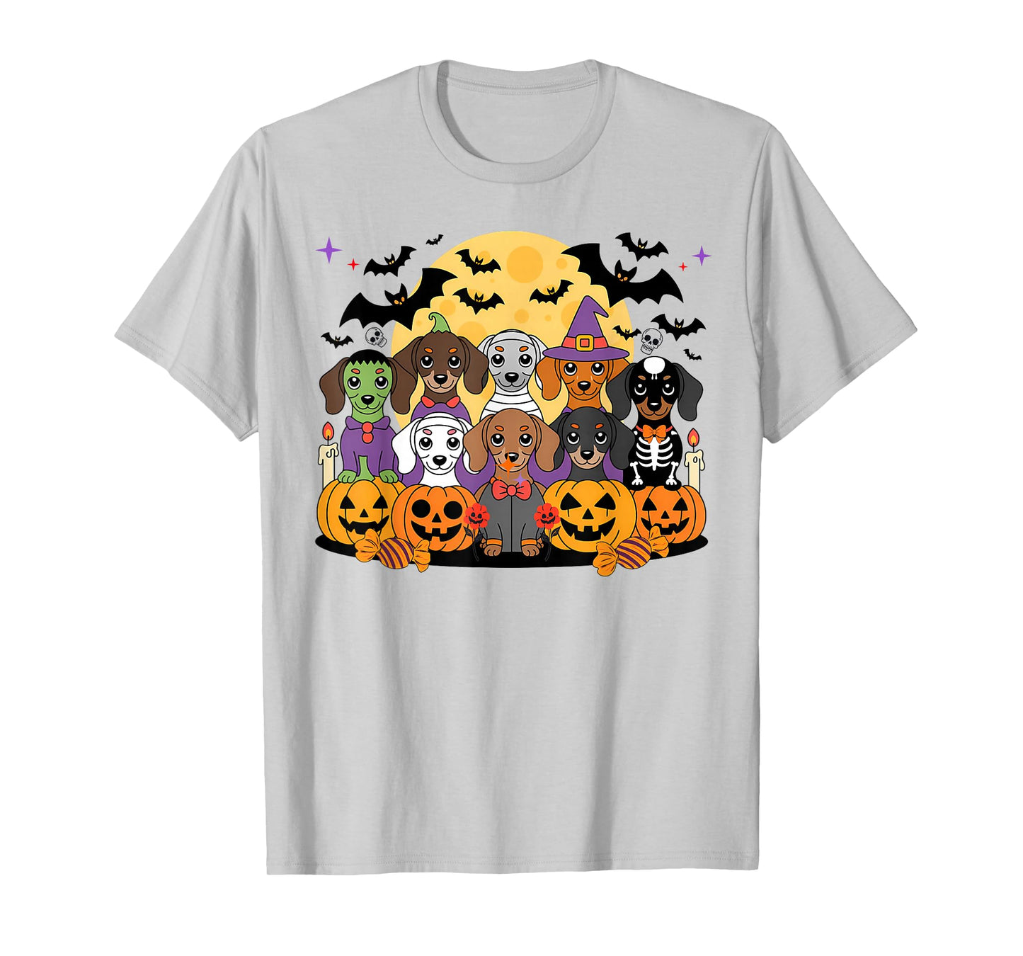 Dachshund Dog Halloween Witch Mummy Skeleton Sausage Dogs T-Shirt