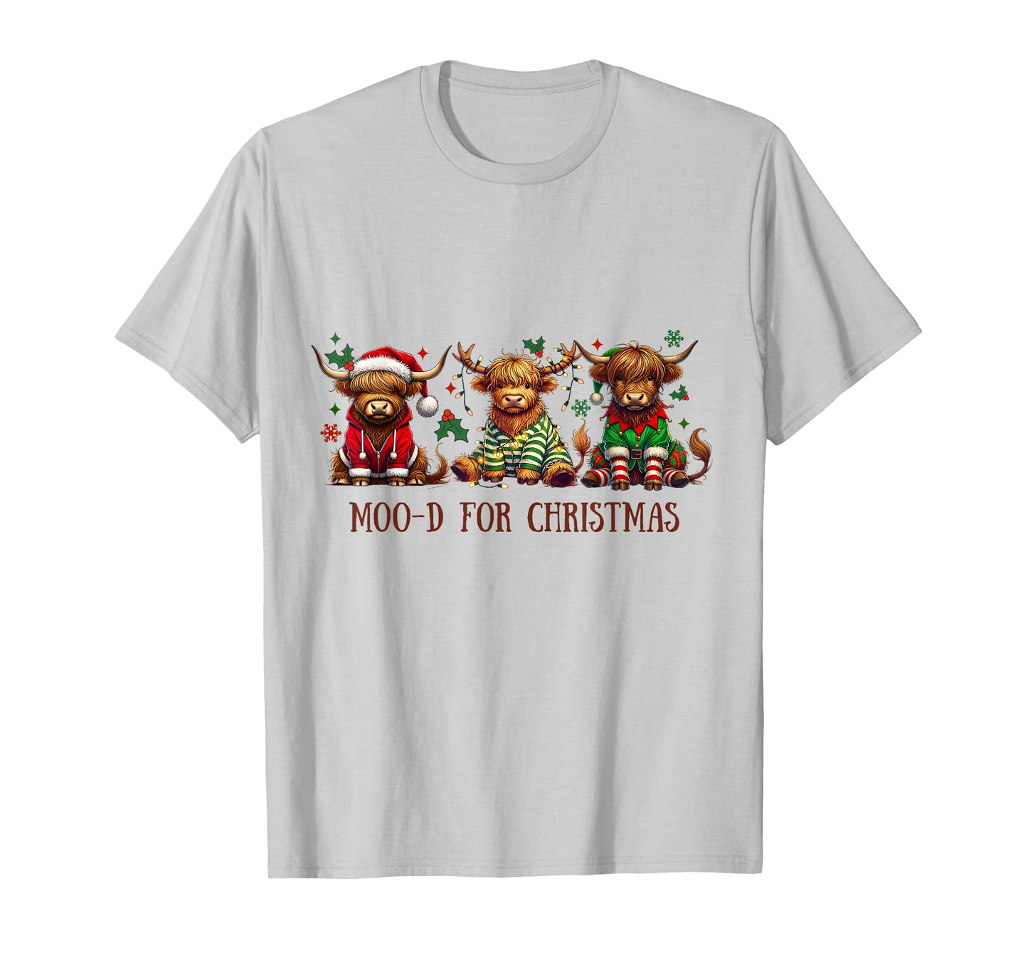 Funny Cow Moo-d for Christmas Santa Hat Vibes T-Shirt
