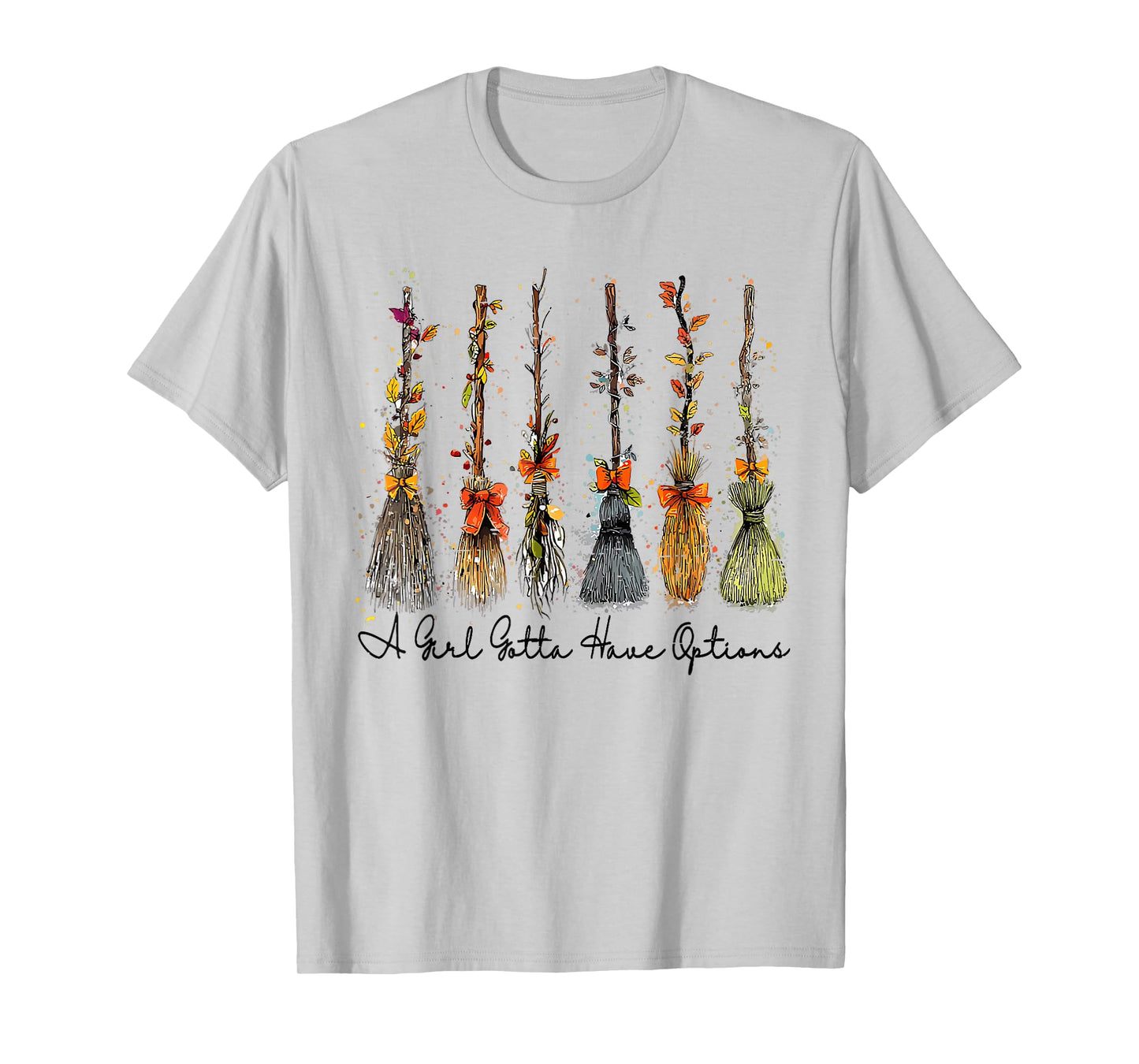 A Girl Gotta Have Options Retro Halloween Witch Broom T-Shirt