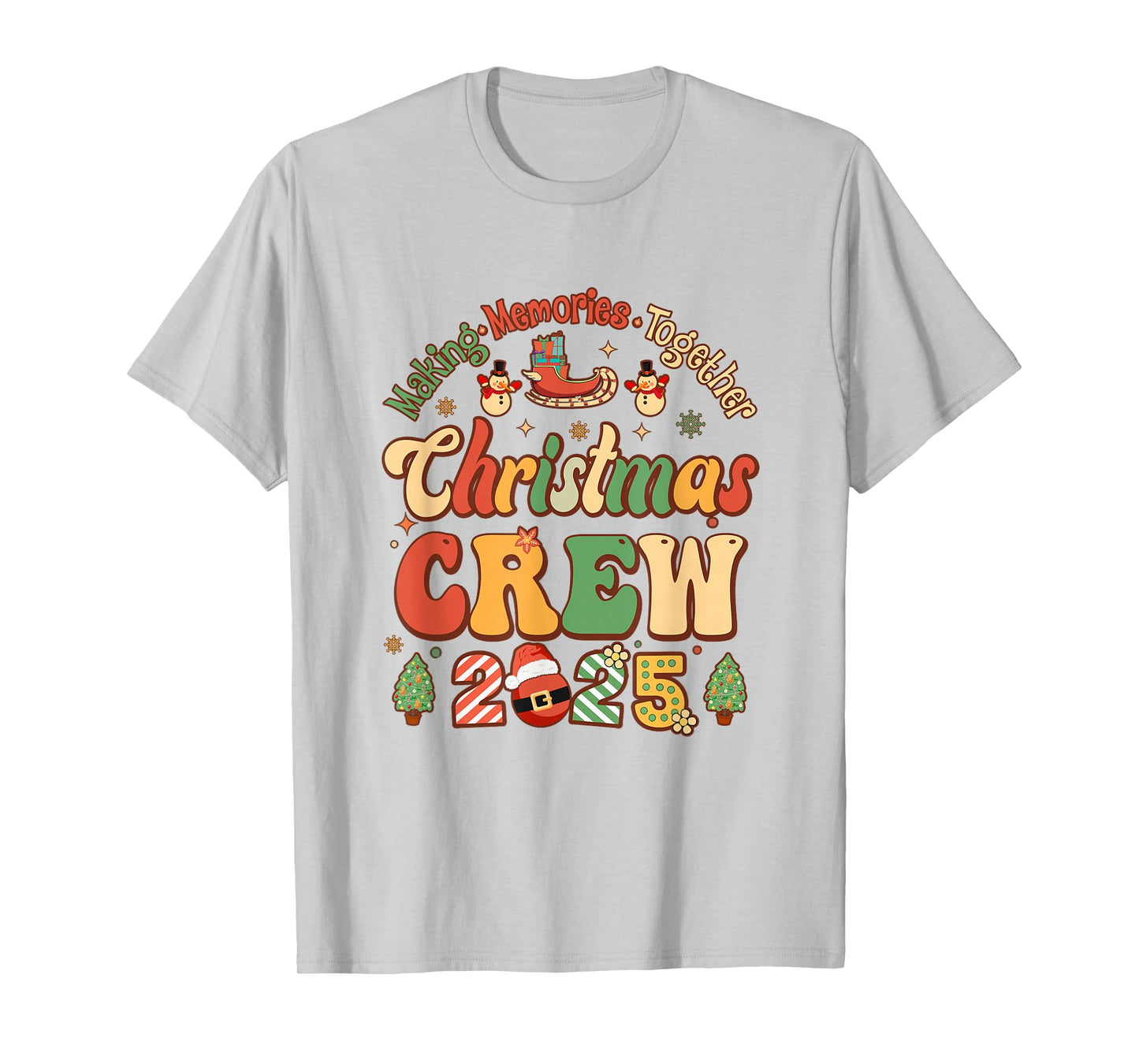 Marking Together Matching Family Christmas Crew 2025 Groovy T-Shirt