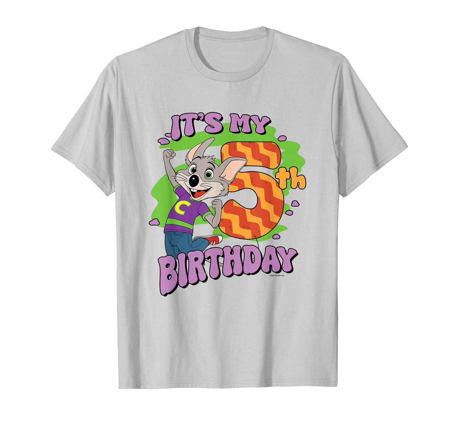 Chuck E. Cheese It's My 5th Birthday Happy Chuck Chest Logo T-Shirt