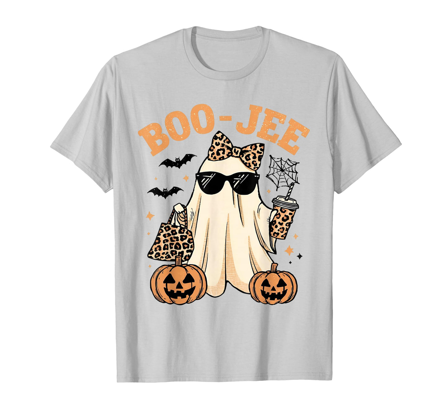 Coquette Leopard Ghost Coffee Boo-JEE Halloween Boujee Ghost T-Shirt