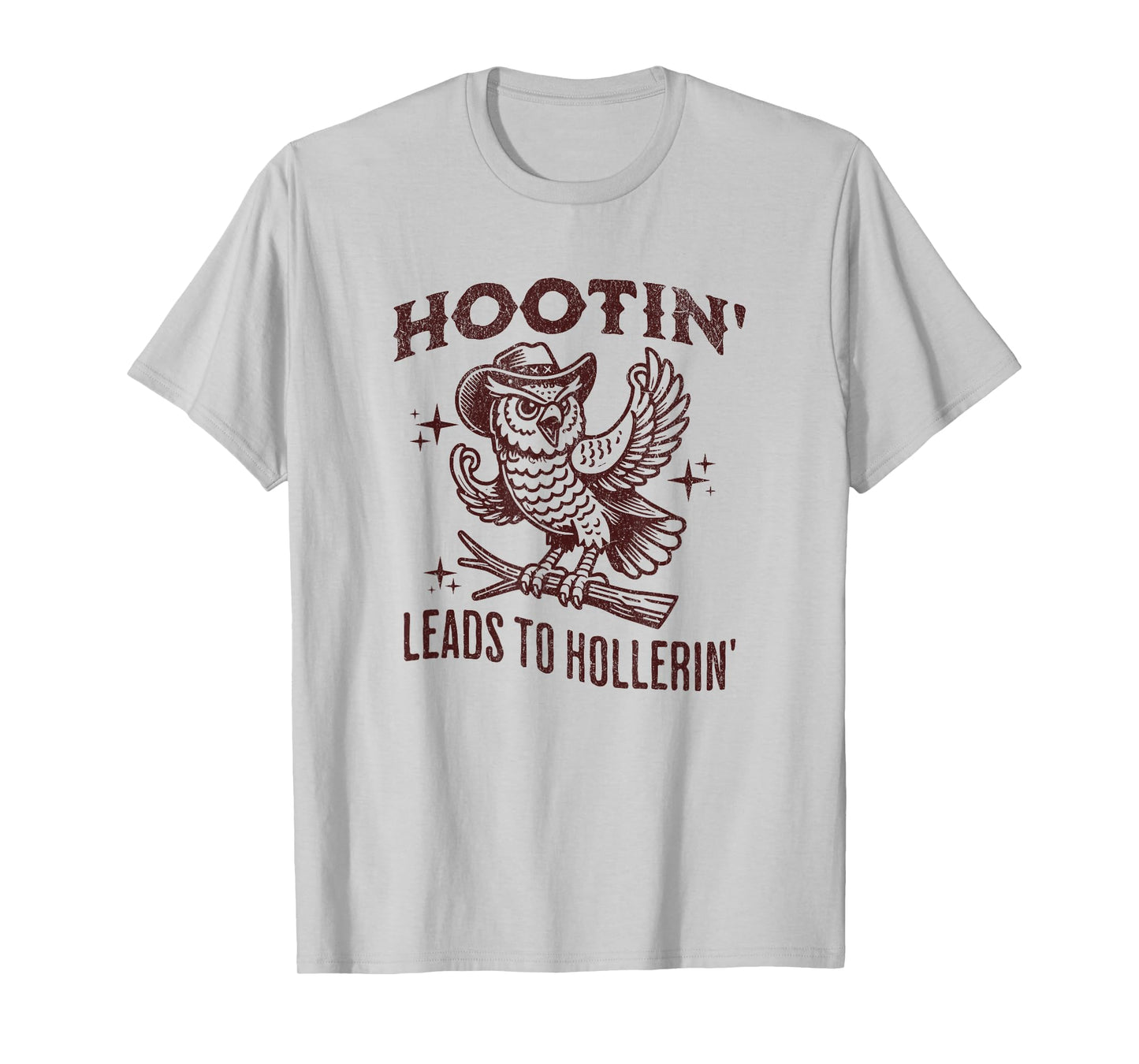 Hootin Leads to Hollerin Funny Vintage Owl Graphic T-Shirt