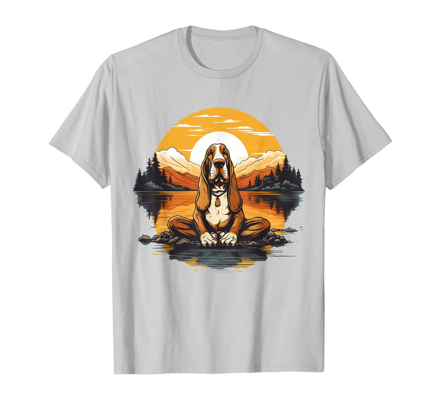 Basset Hound Dog Meditation Yoga Men Women Kids T-Shirt