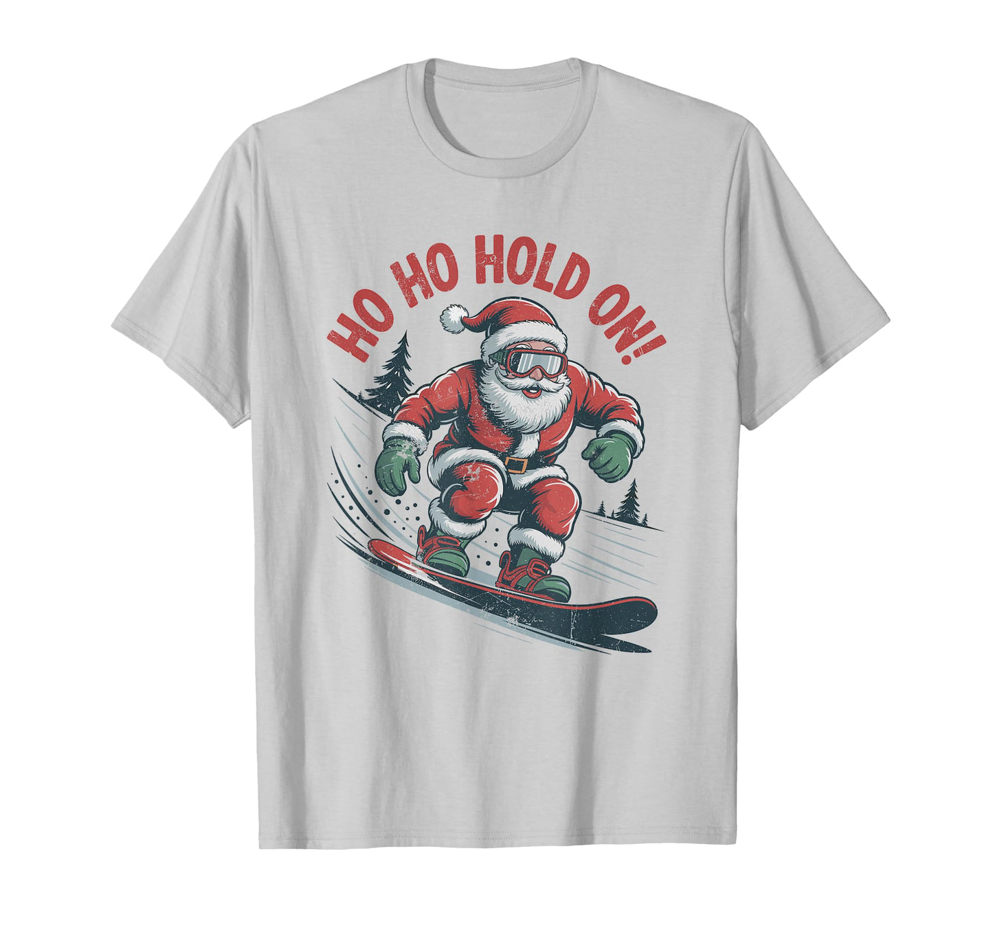 Santa Snowboarding Retro Christmas Holiday Sports Vintage T-Shirt